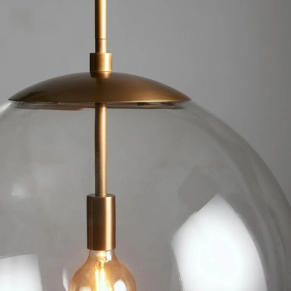 23" Glass Globe Pendant Light Brass Bronze E26 LED Ceiling Fixture - Image 5