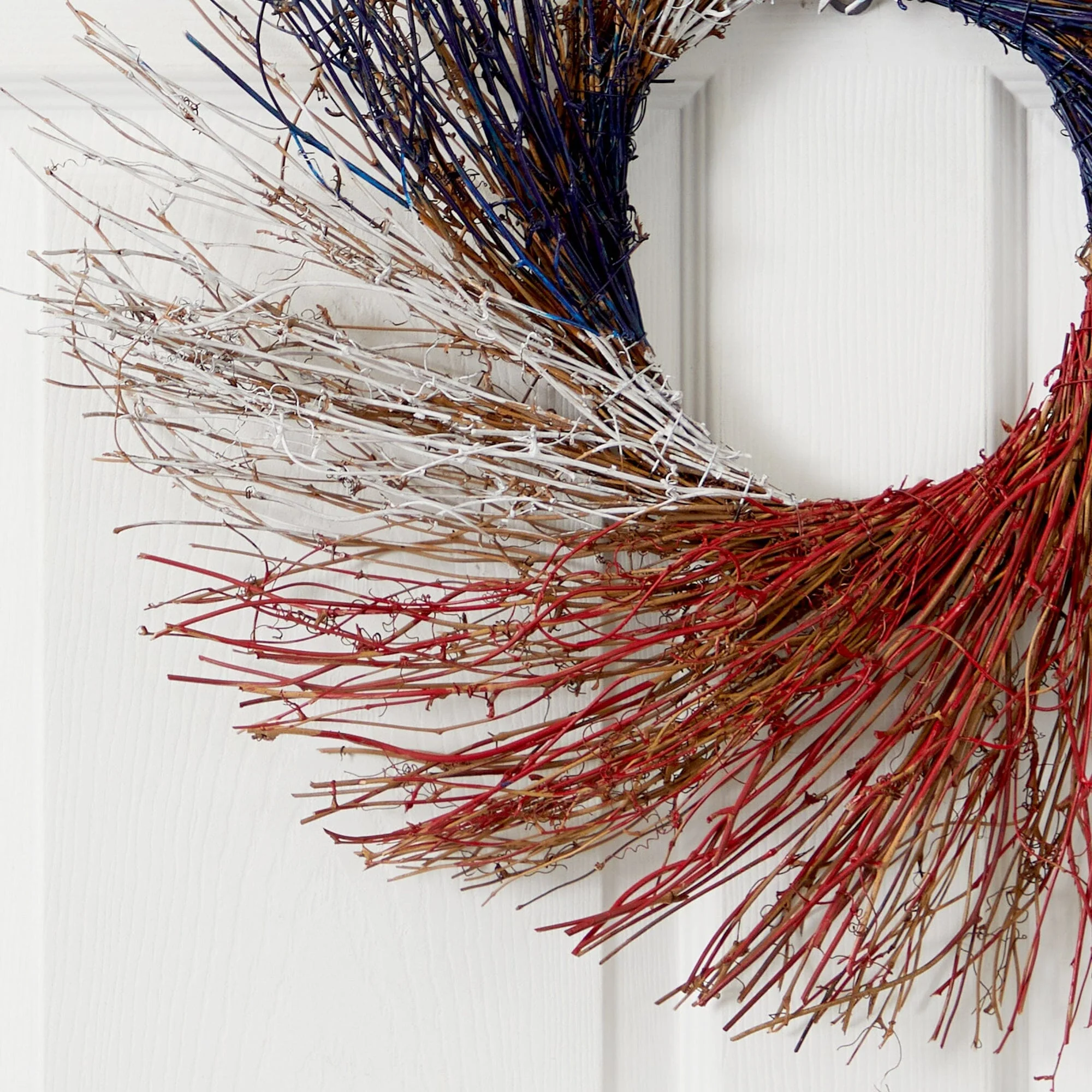 24” Americana Twig Wreath Red White and Blue - Image 2