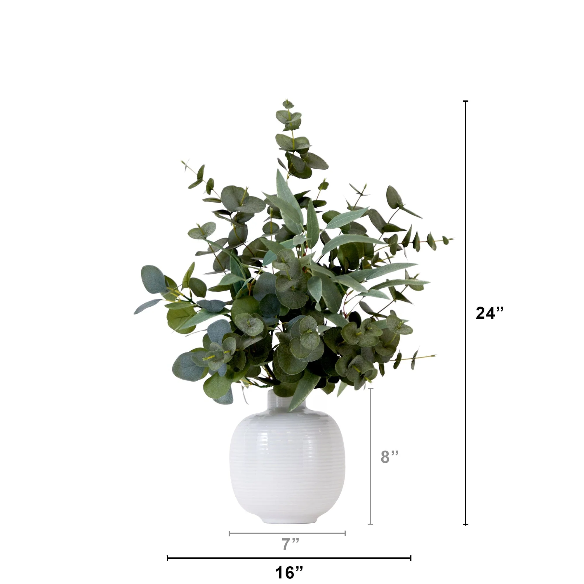 24” Artificial Eucalyptus Leaves Arrangement with Ceramic Planter - Image 4