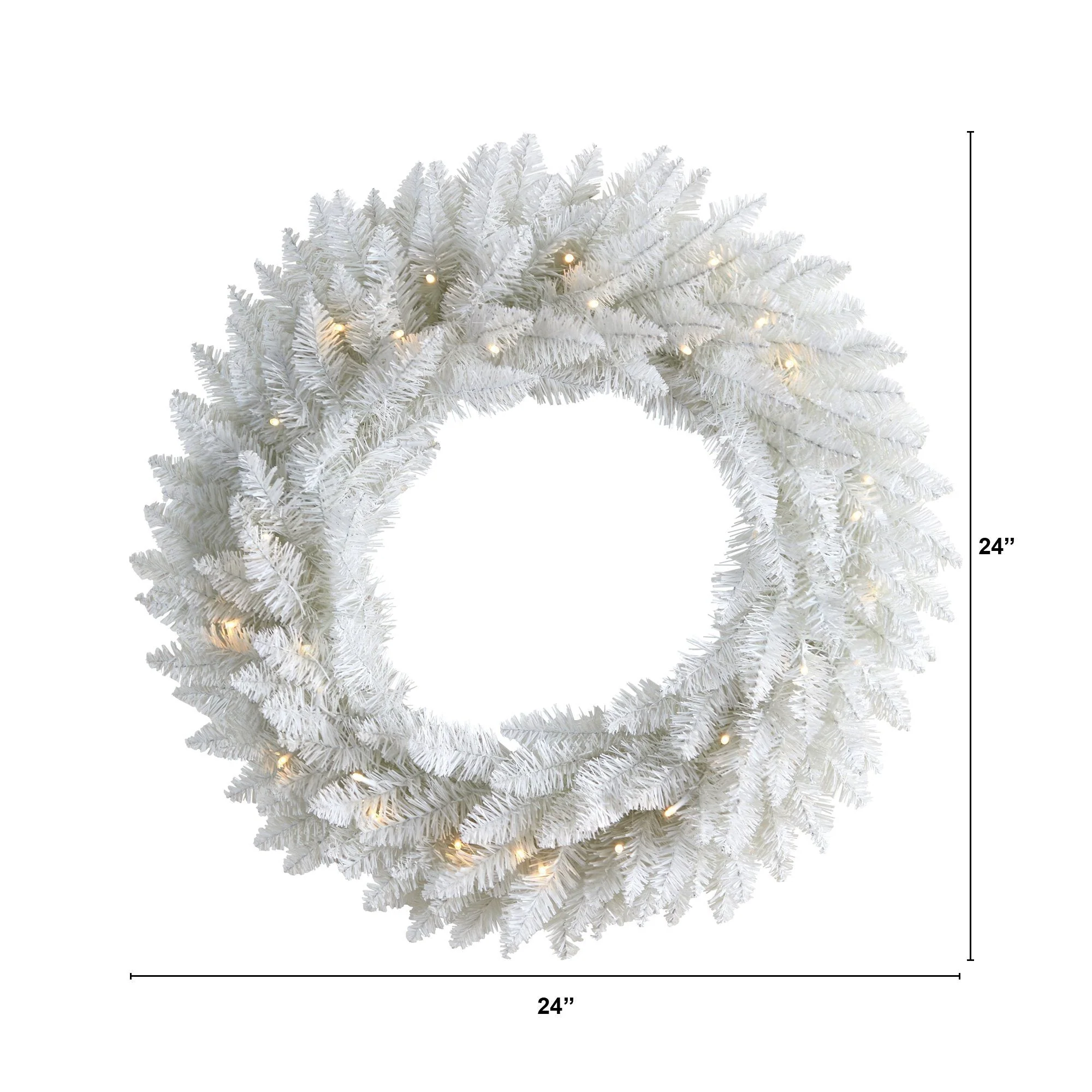 24” Colorado Spruce Artificial Christmas Wreath with 179 Bendable Branches and 35 Warm LED Lights - Image 2