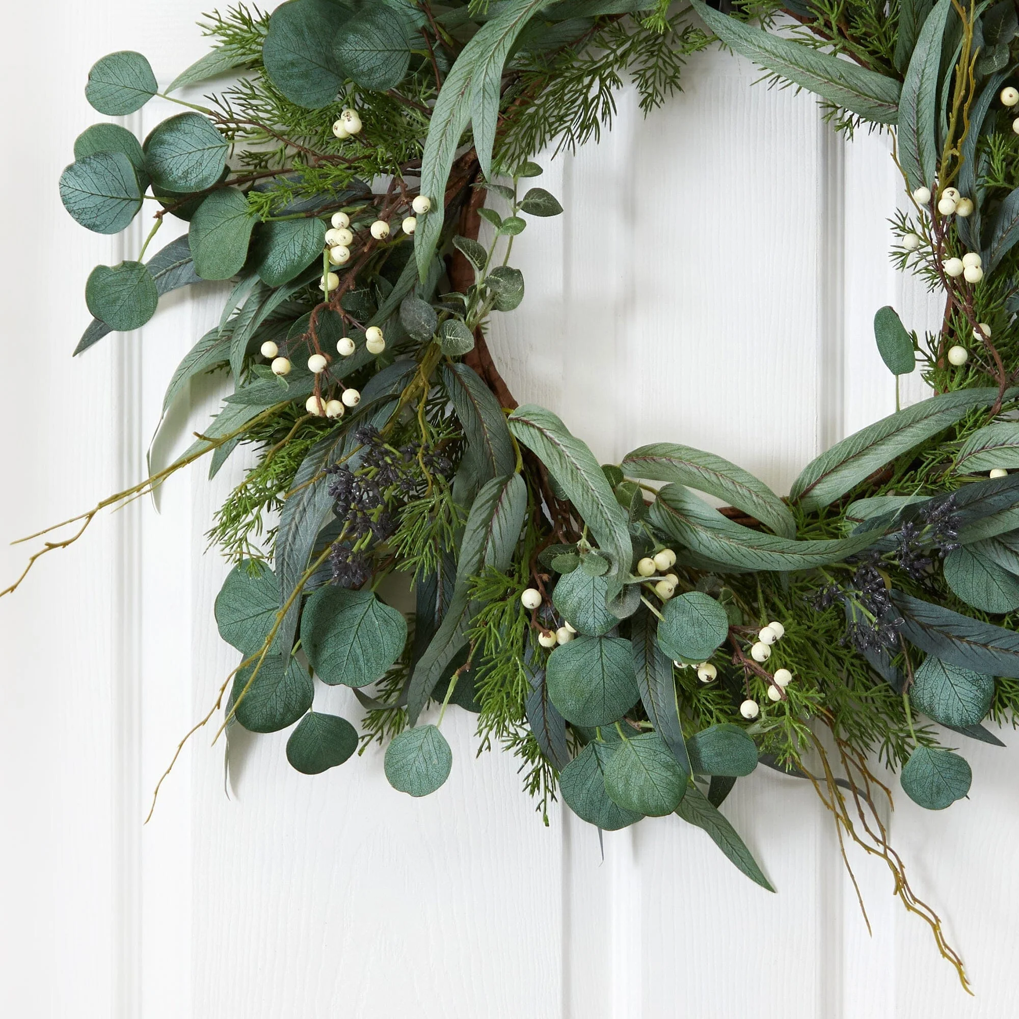 24” Eucalyptus and Mixed Greens Artificial Wreath - Image 2