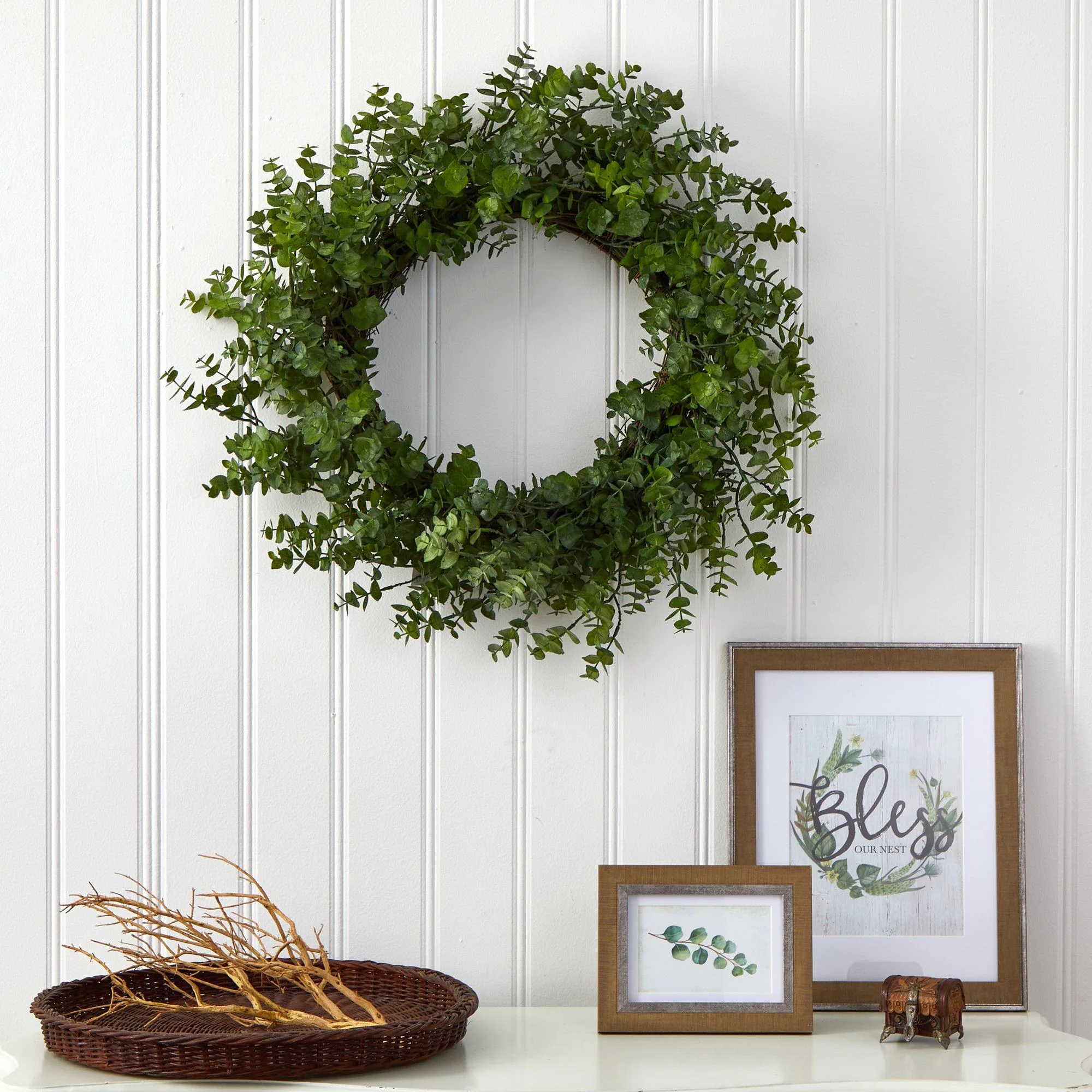 24” Eucalyptus Artificial Wreath - Image 4