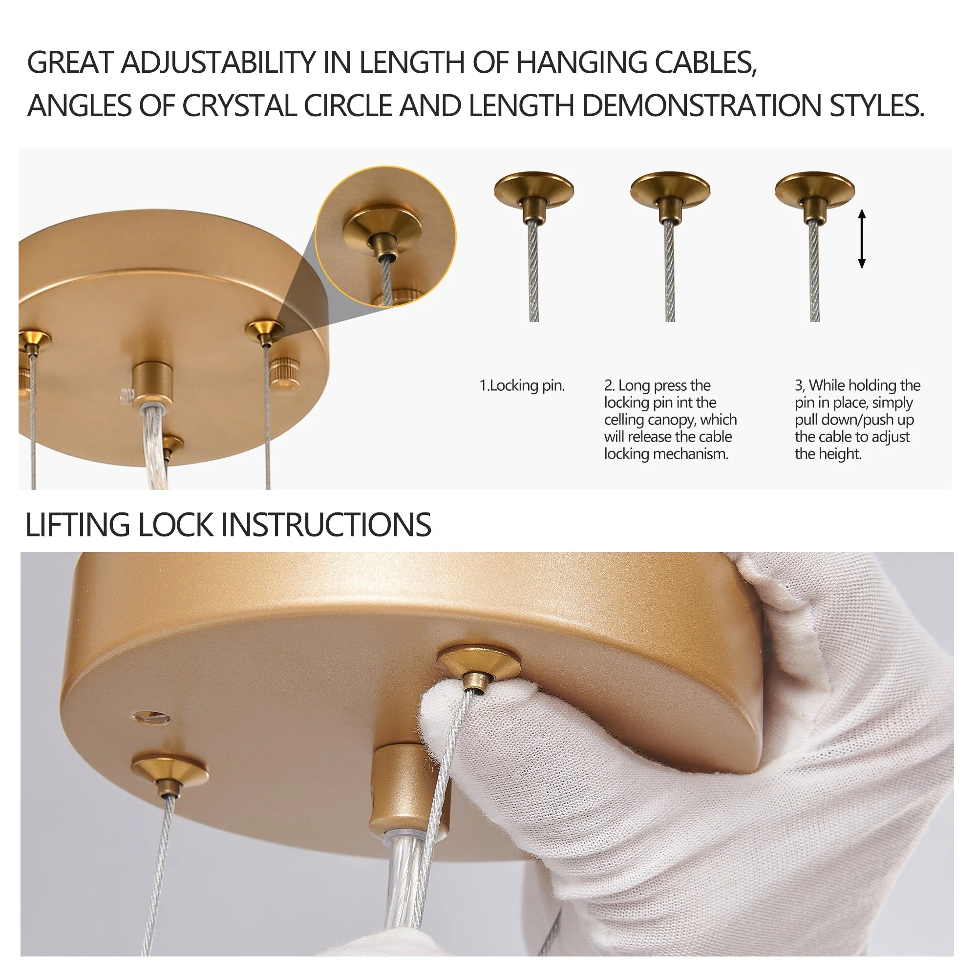 24-inch Modern Golden Pendant Light with Cascading Crystal Strands - Image 7