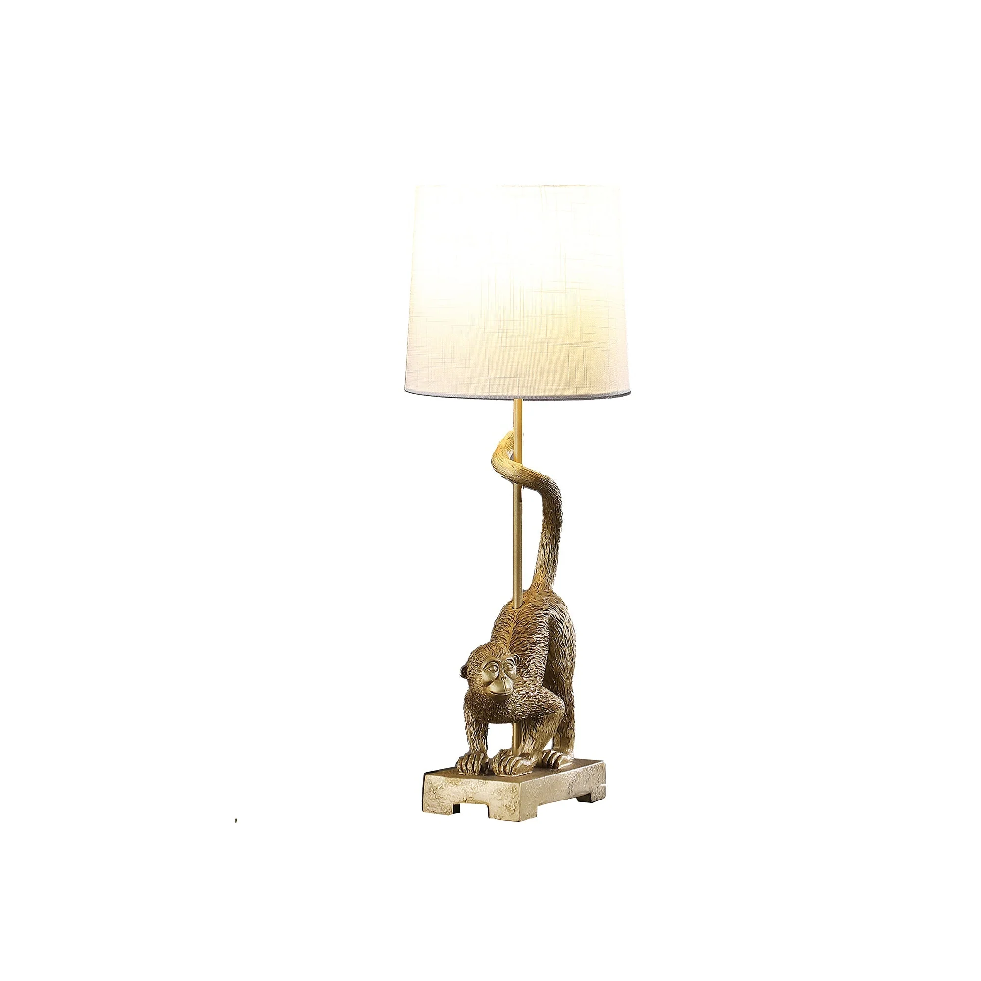 24-Inch Old World Gold Capuchin Monkey Polyresin Table Lamp - Image 3