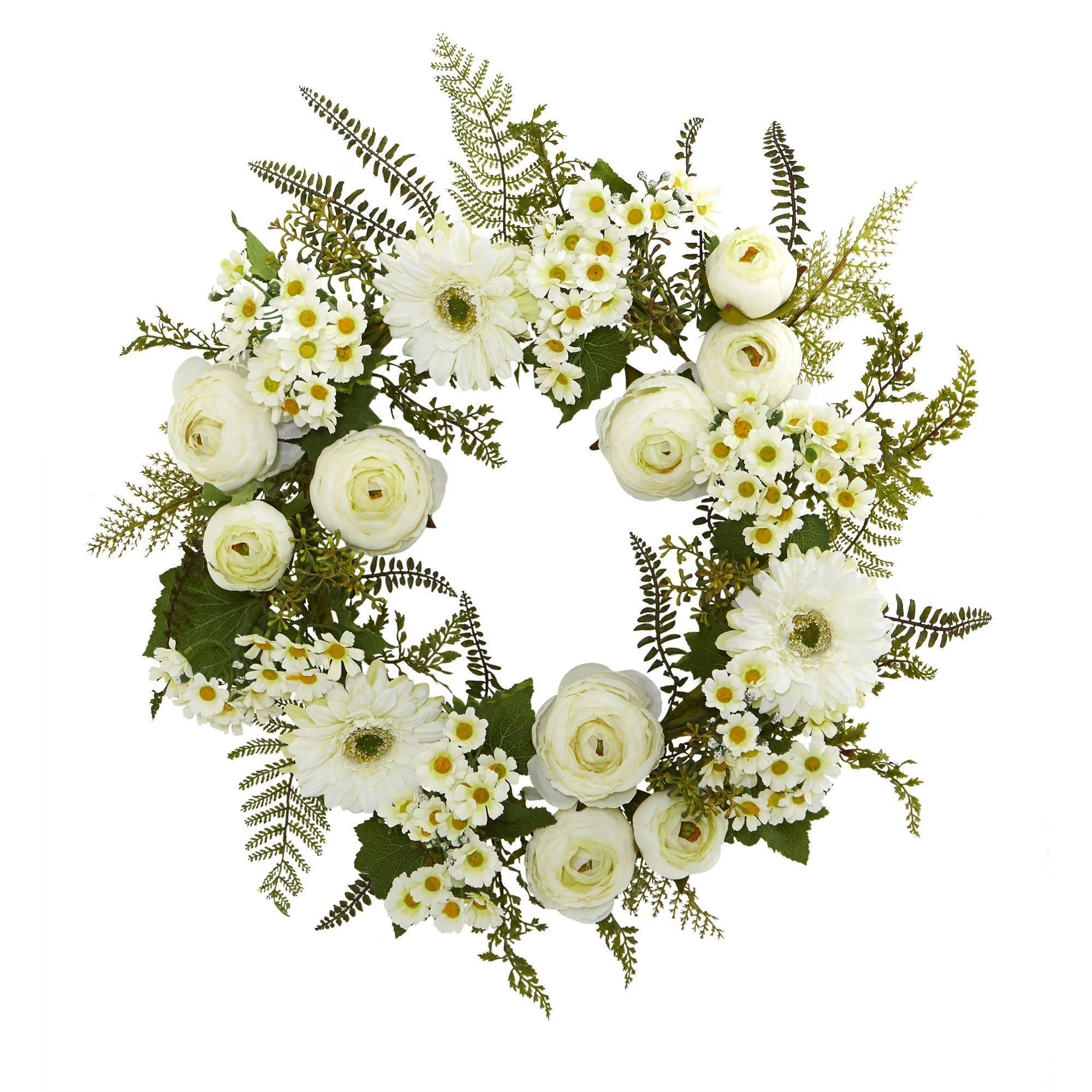 24” Mixed Daisy and Ranunculus Wreath - Image 3