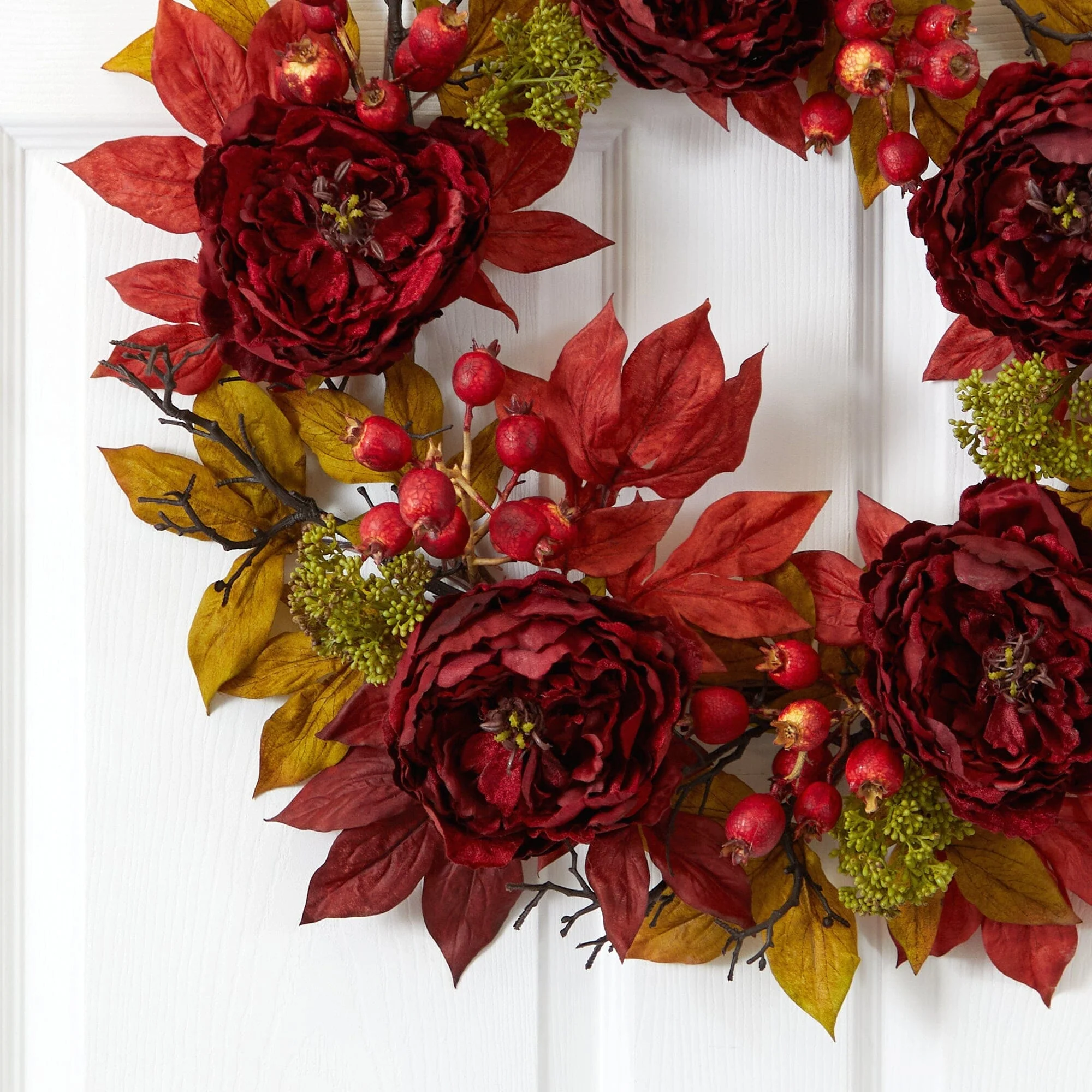 24” Peony Sedum Wreath - Image 2