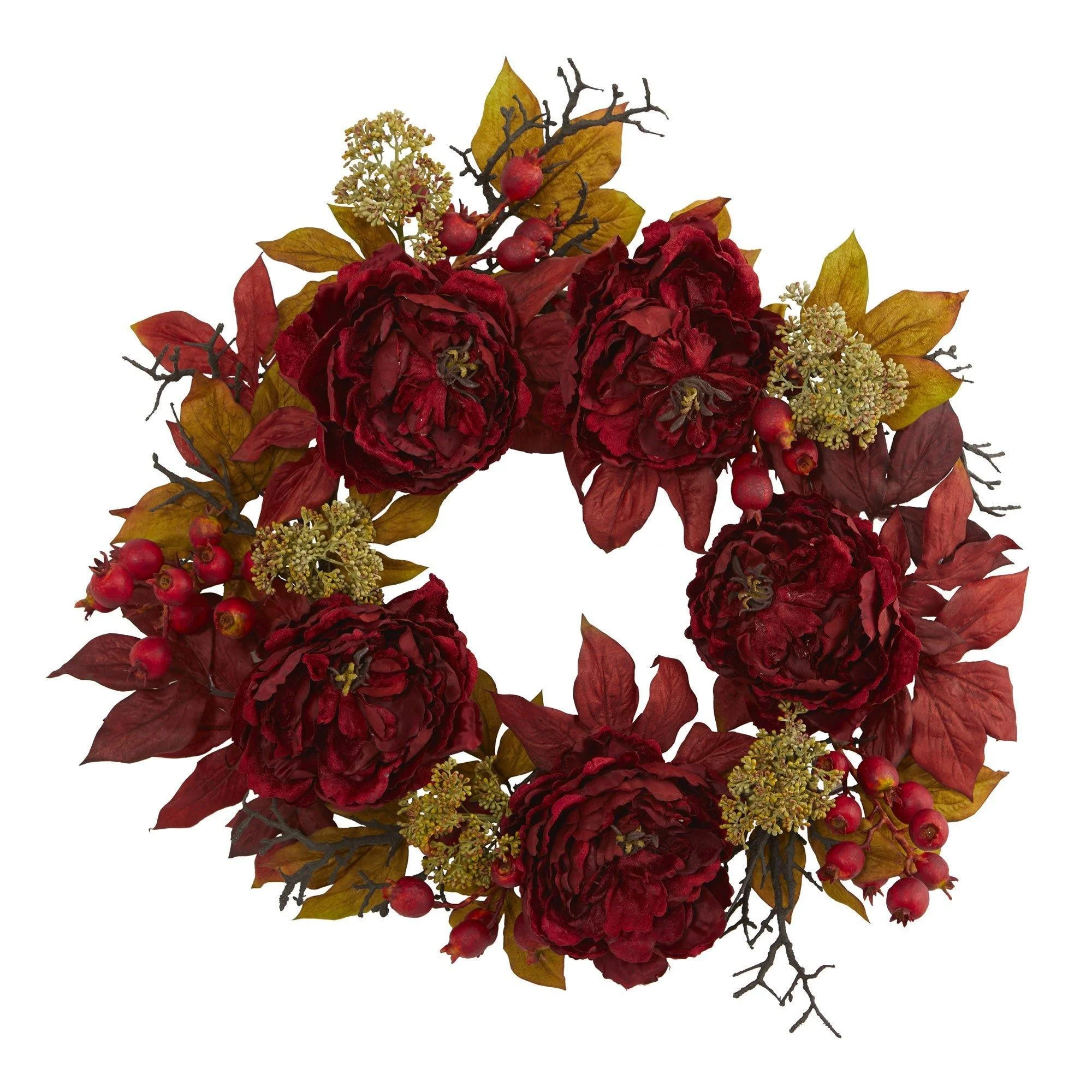 24” Peony Sedum Wreath - Image 3