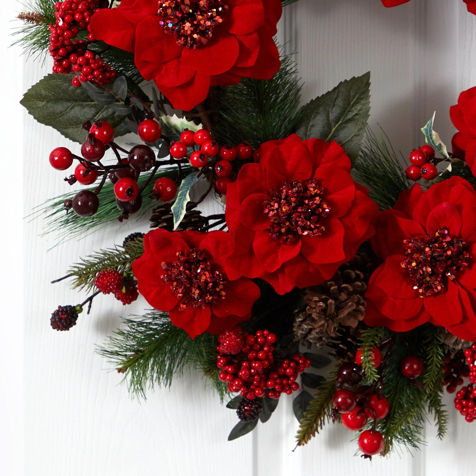 24" Poinsettia Wreath" - Image 2