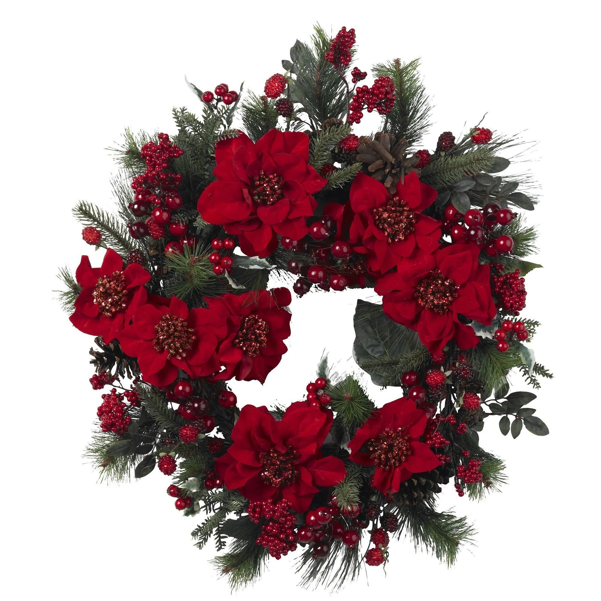 24" Poinsettia Wreath" - Image 4