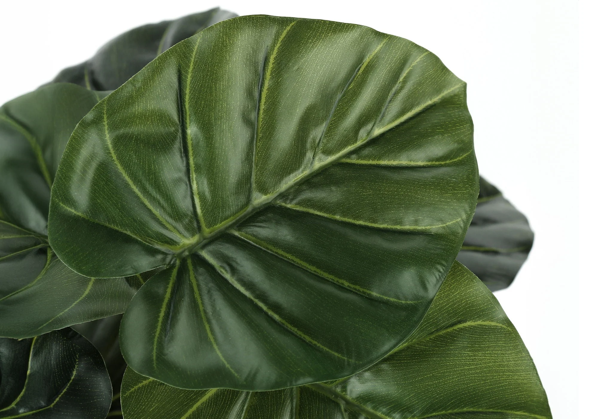 24" Tall, Artificial Plant, Alocasia, Indoor, Faux, Fake, Table, Greenery, Potted, Real Touch, Decorative - Green / Black - Image 3