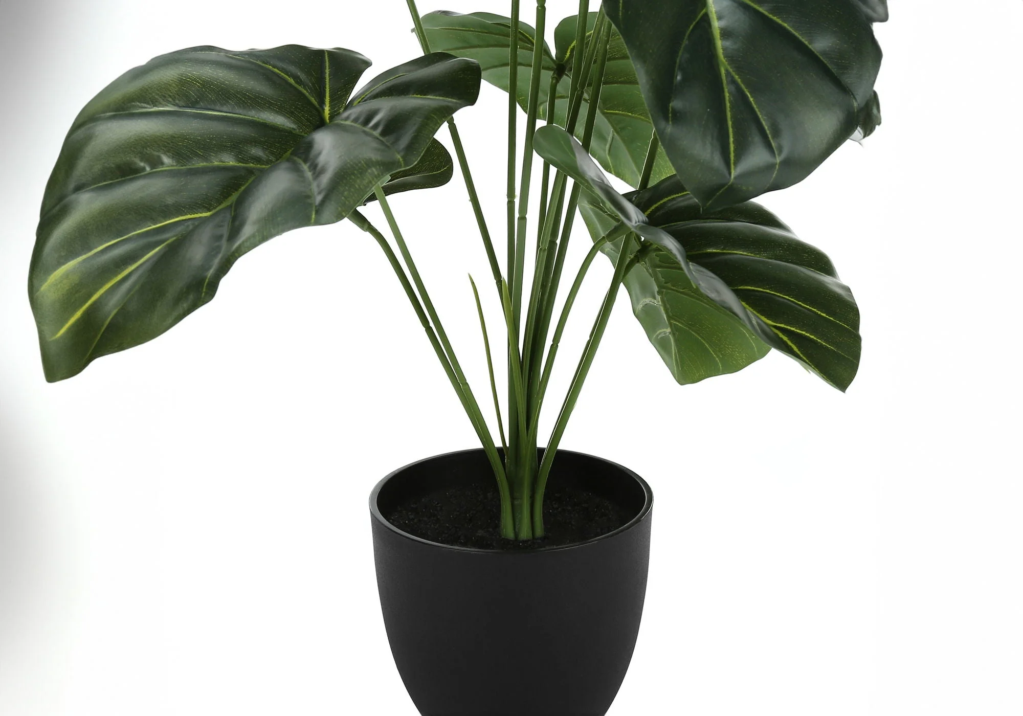24" Tall, Artificial Plant, Alocasia, Indoor, Faux, Fake, Table, Greenery, Potted, Real Touch, Decorative - Green / Black - Image 4