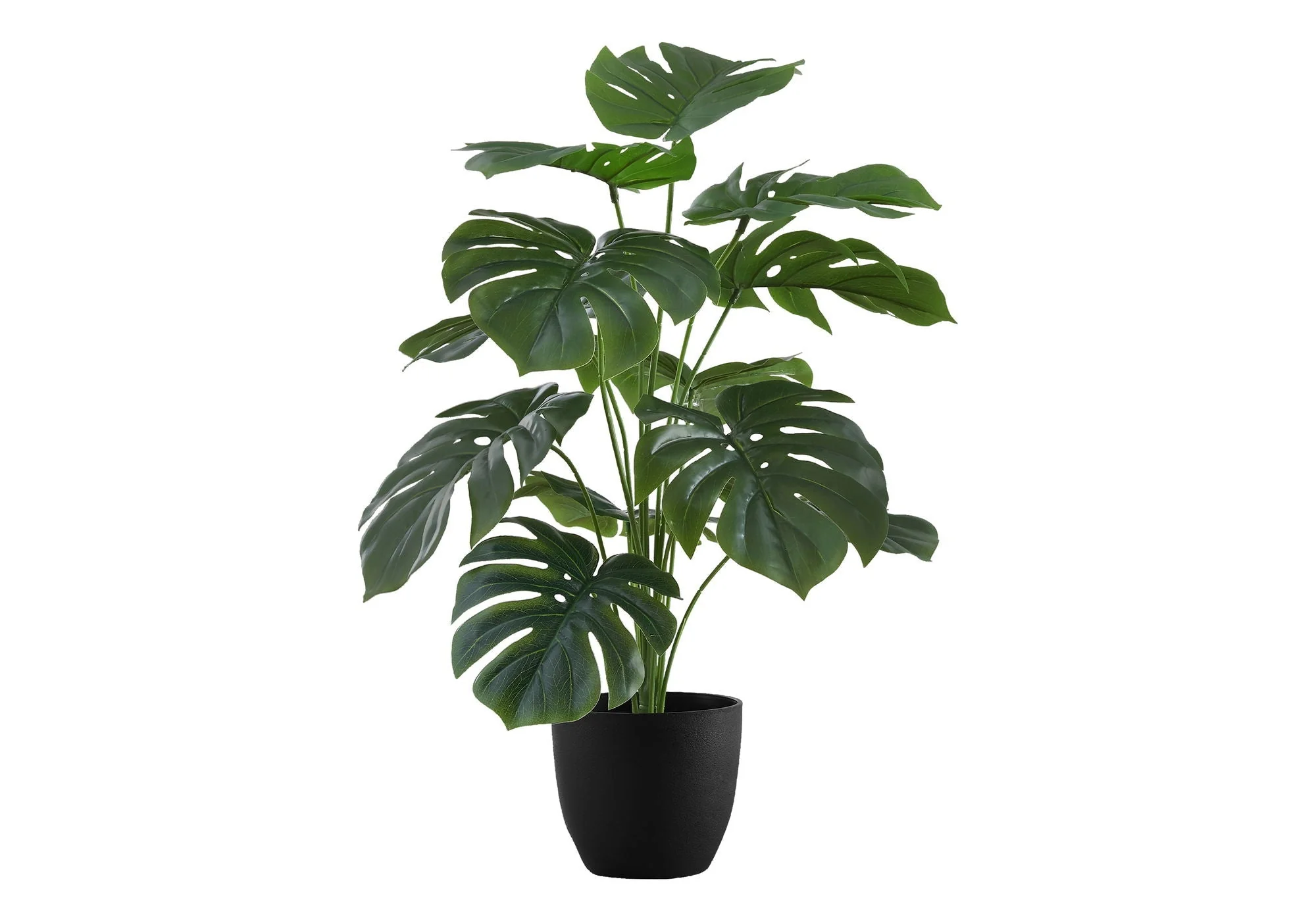 24" Tall, Artificial Plant, Monstera, Indoor, Faux, Fake, Table, Greenery, Potted, Real Touch, Decorative - Green / Black - Image 2