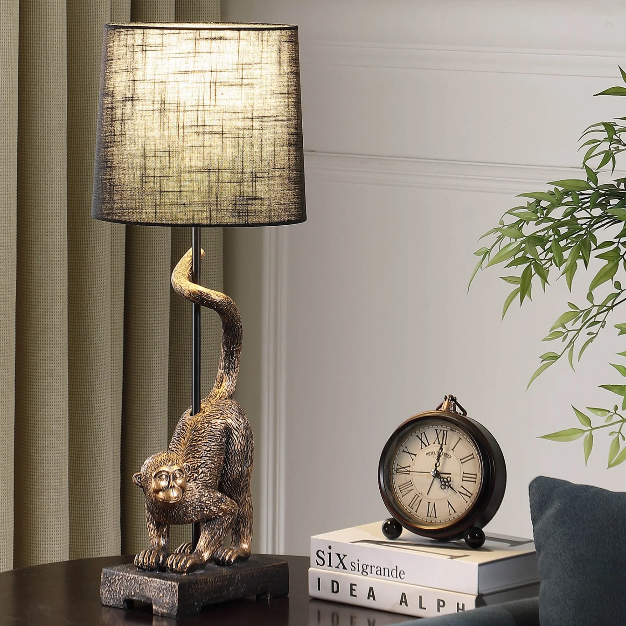 24" Wildlife Old World Antique Bronze Capuchin Monkey Table Lamp - Image 5