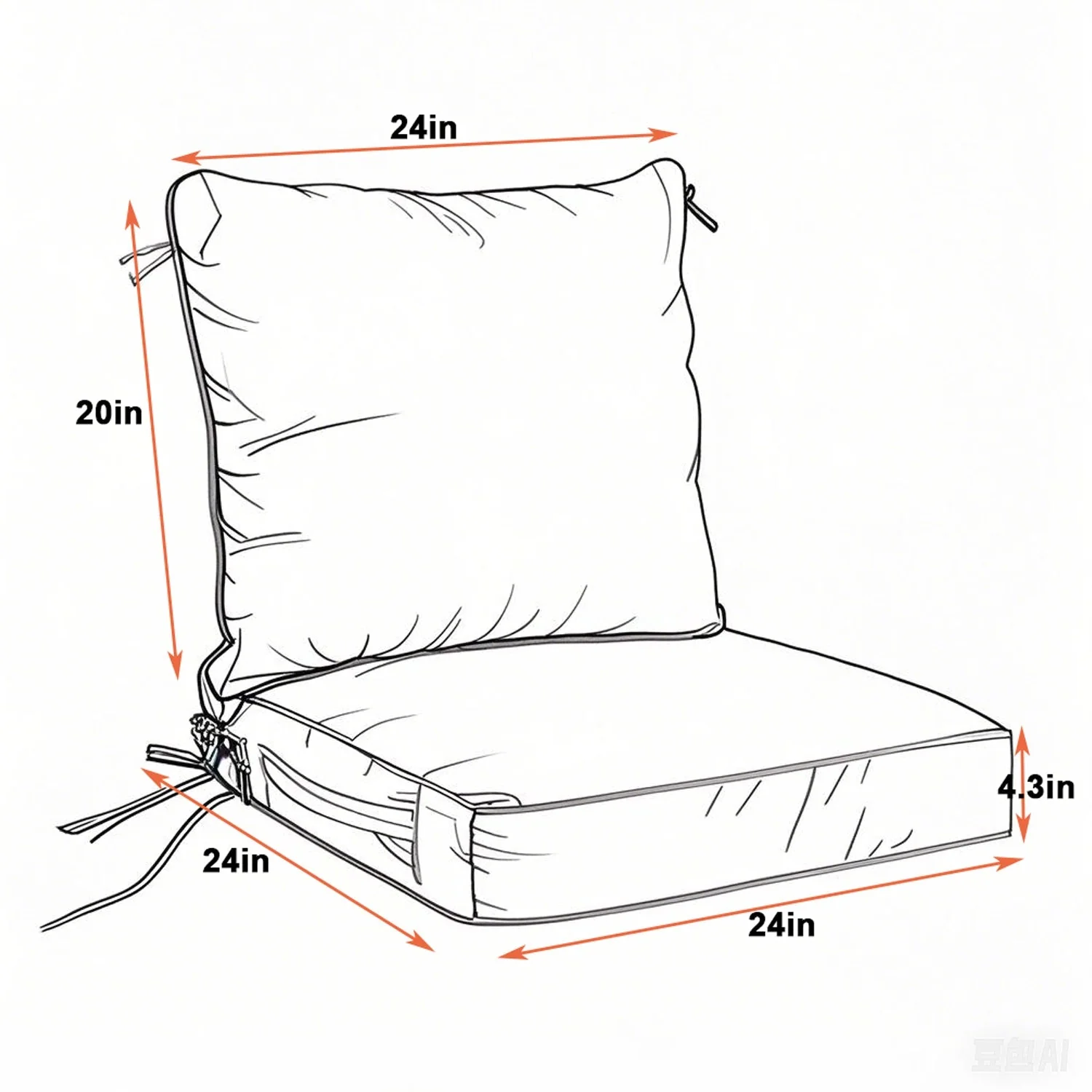 24x24 Inch Outdoor Deep Seat Cushion Set - Image 3