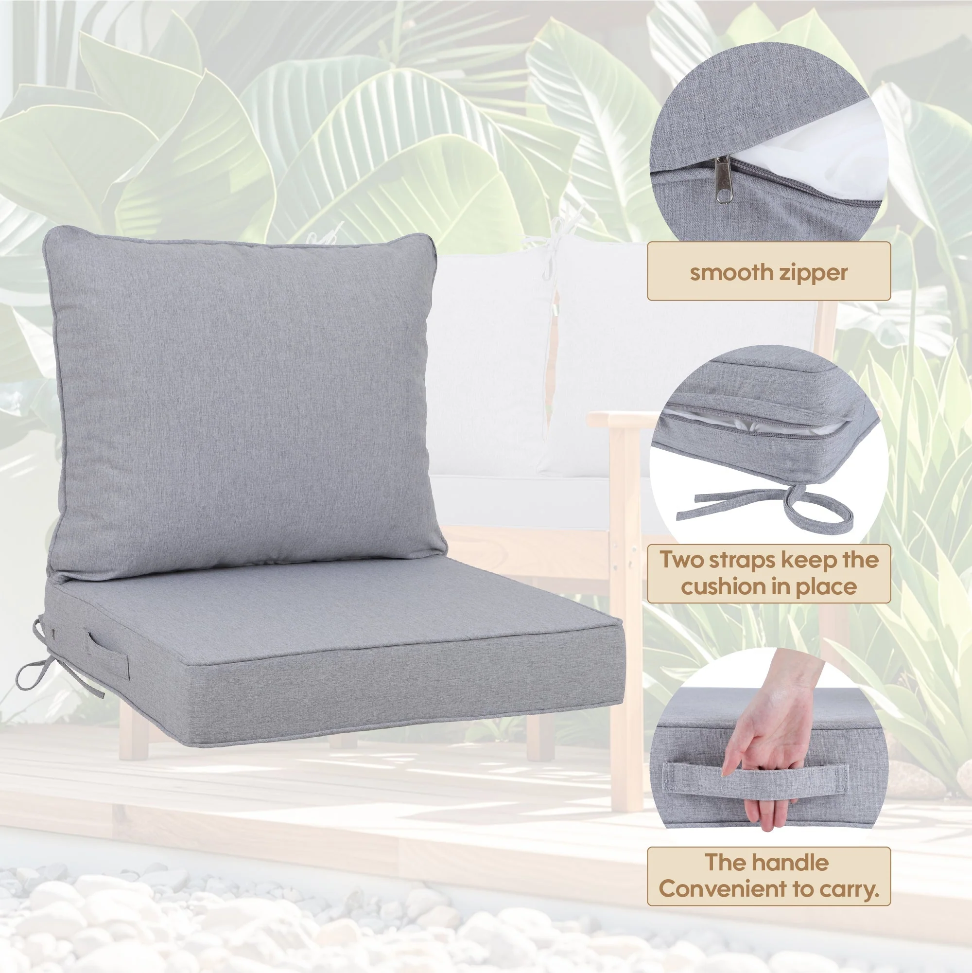 24x24 Inch Outdoor Deep Seat Cushion Set - Image 3