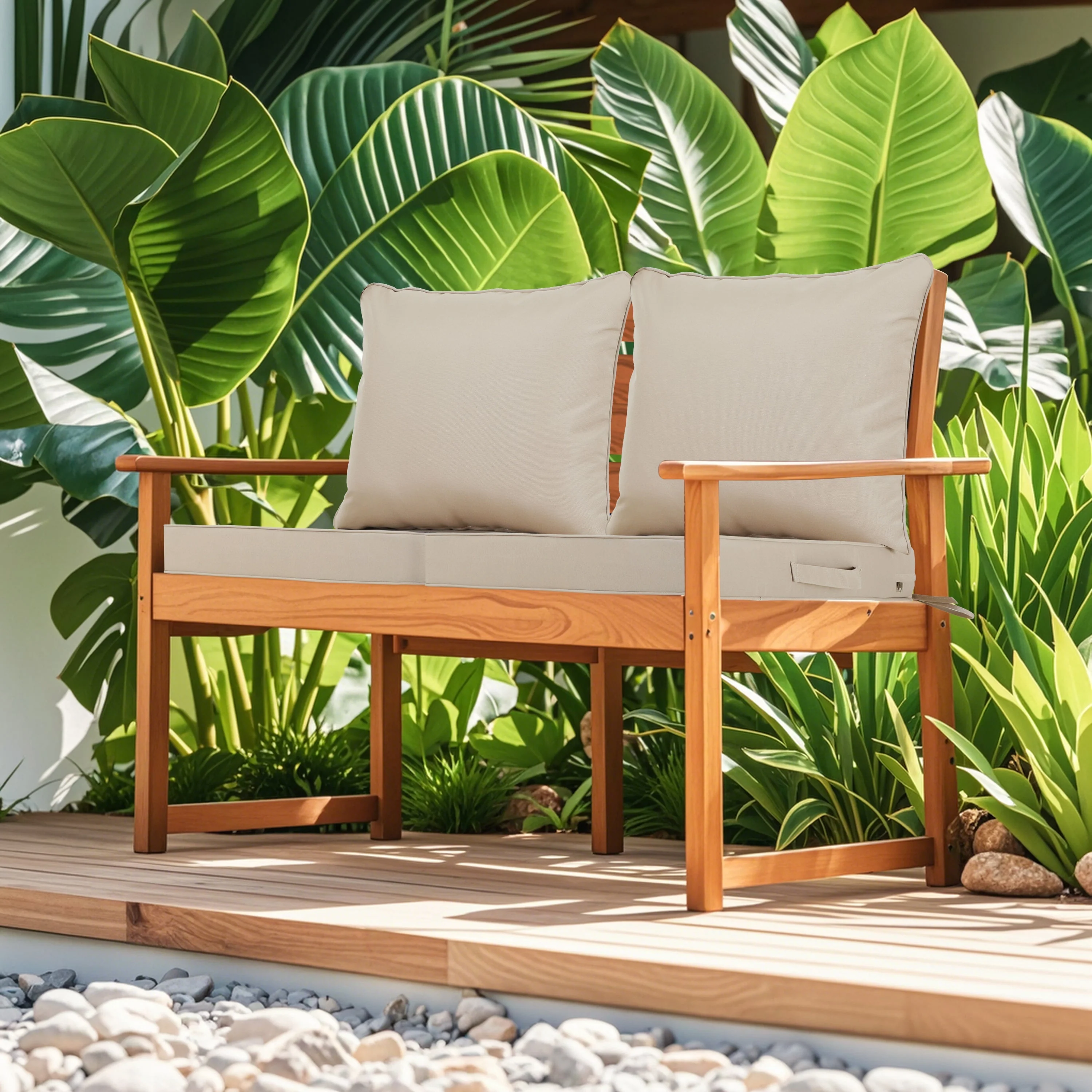 24x24 Inch Outdoor Deep Seat Cushion Set - Beige - Image 2
