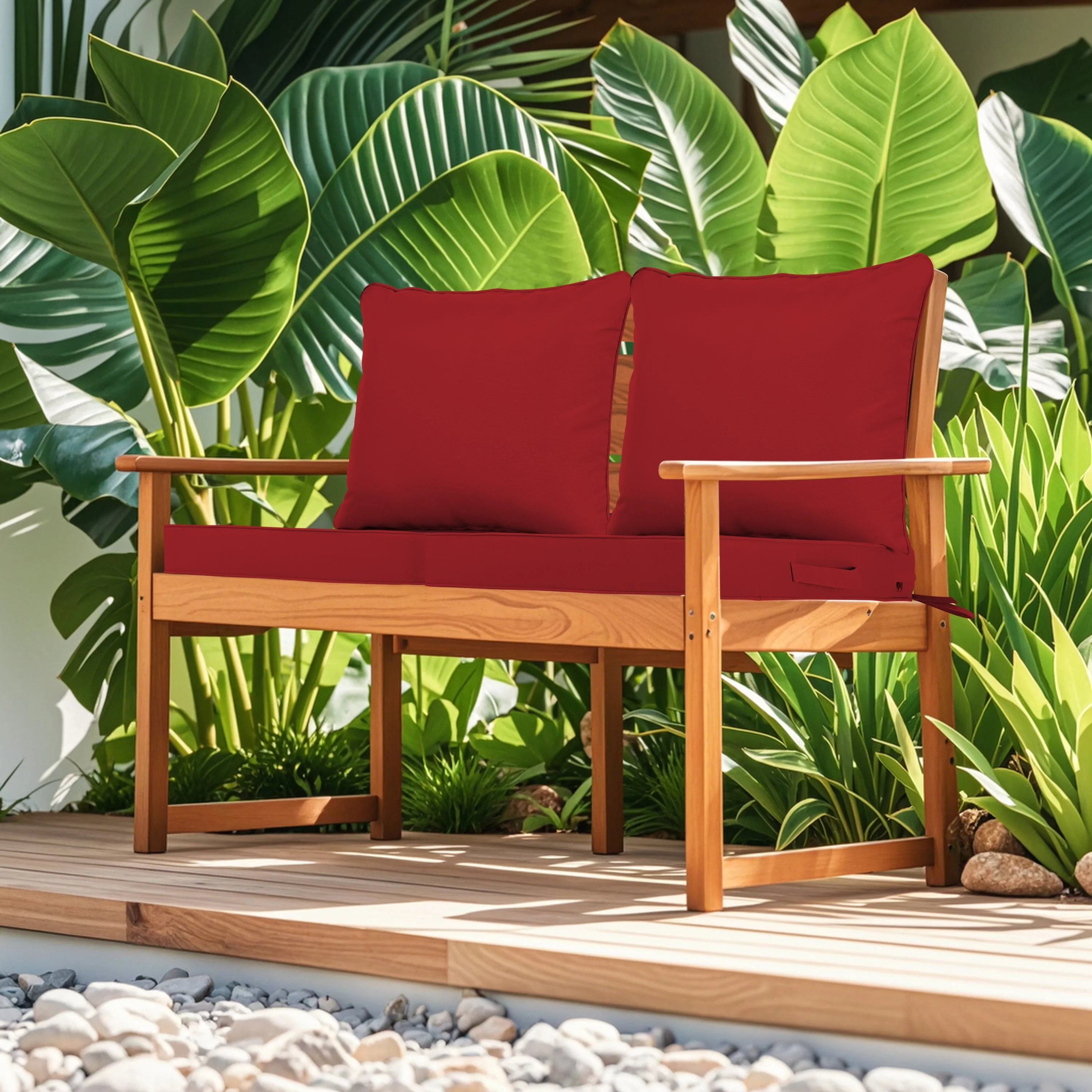 24x24 Inch Outdoor Deep Seat Cushion Set - Red - Image 2