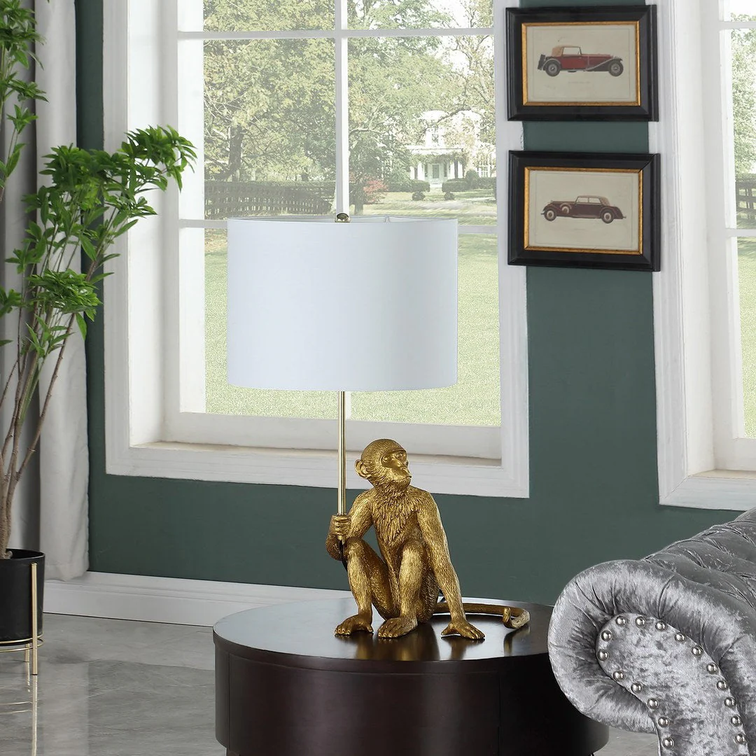 25.5" Golden Monkey Holding Polyresin Table Lamp - Image 4