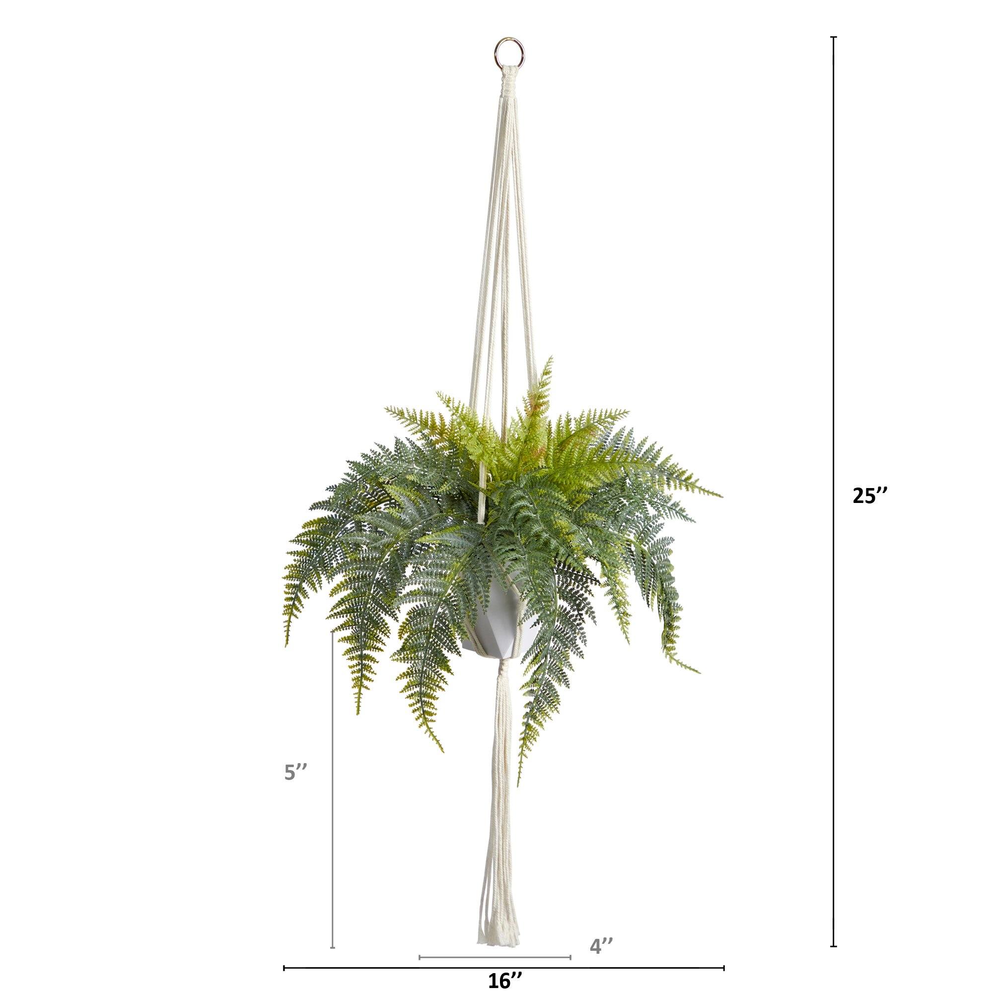 25” Fern Hanging Artificial Plant in Decorative Basket - Image 2