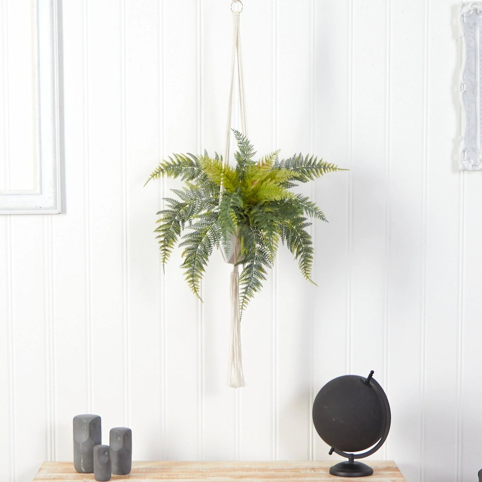 25” Fern Hanging Artificial Plant in Decorative Basket - Image 3