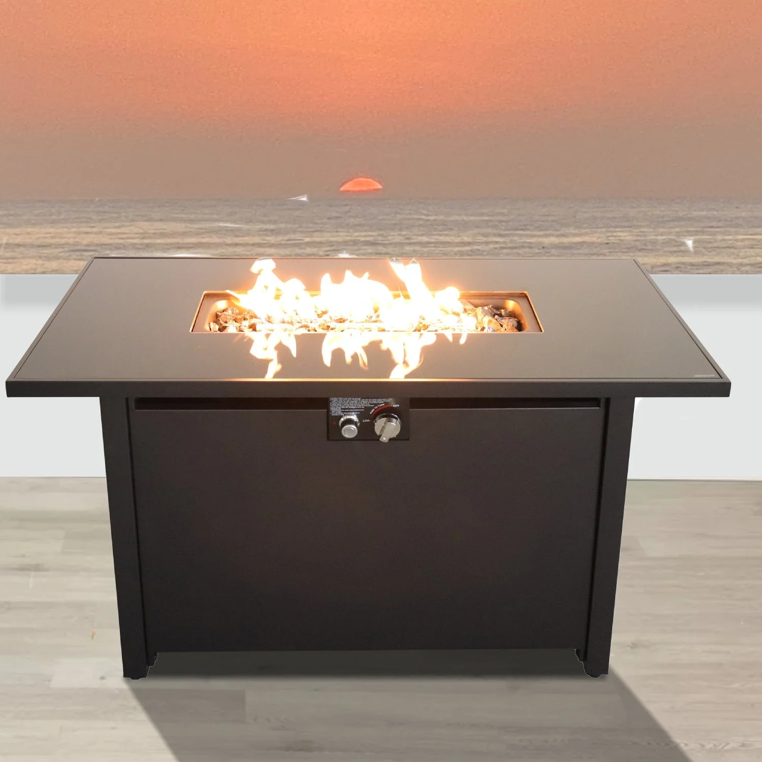 25'' H x 42'' W Steel Outdoor Fire Pit Table with Lid - Image 2