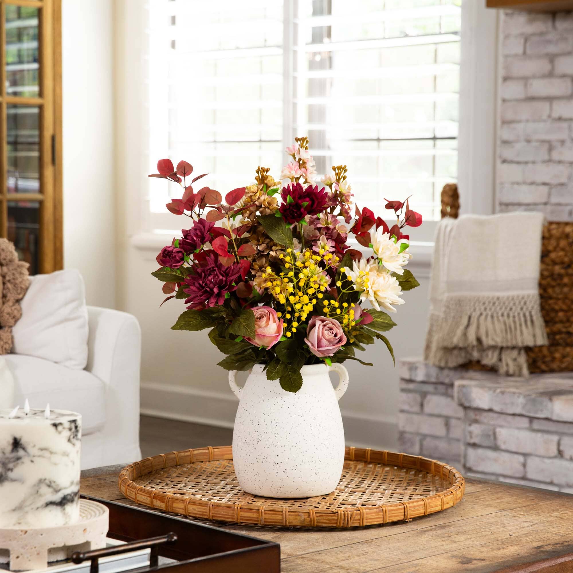 25” Mixed Flower Arrangement in Ceramic Vase - Image 3