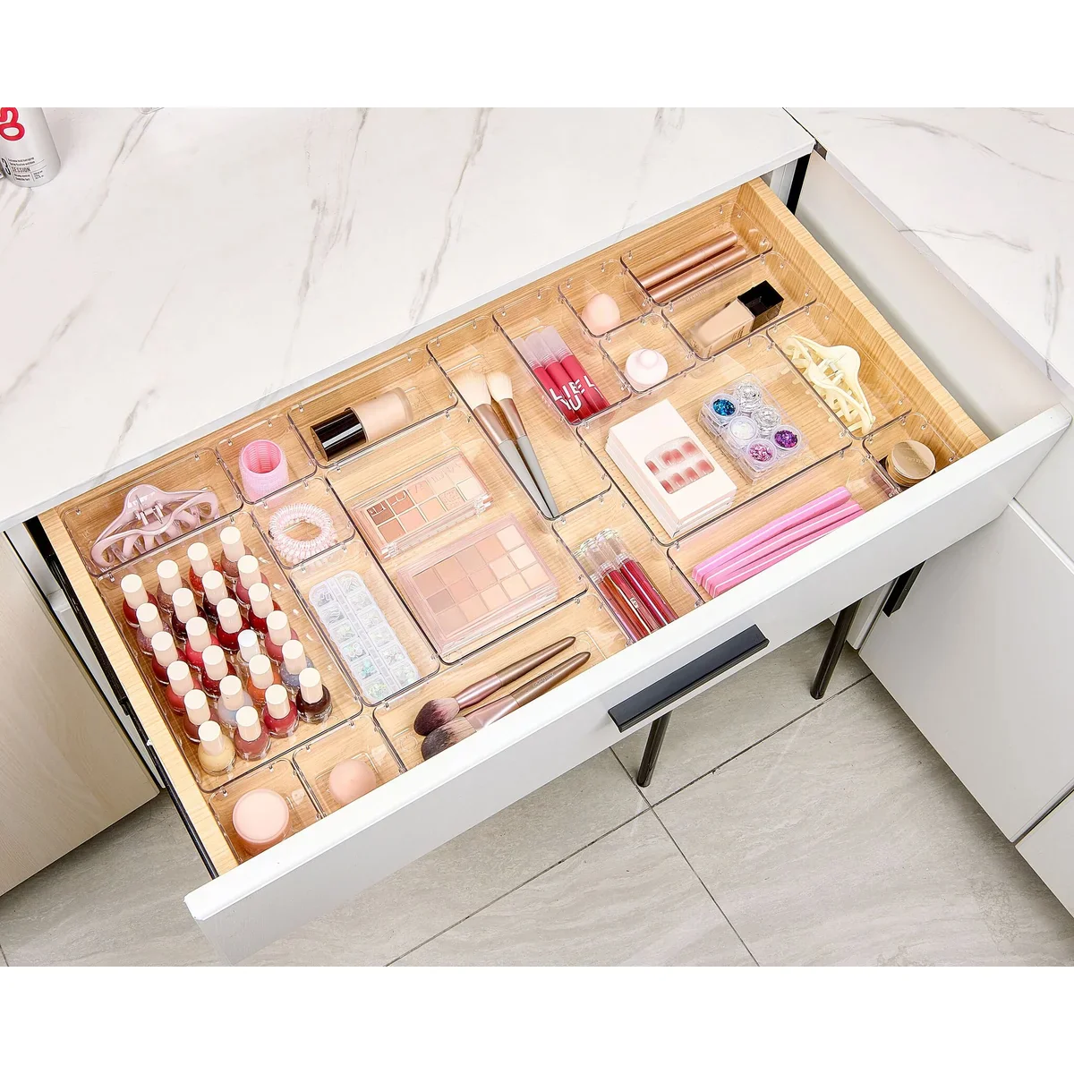 25 PCS Clear Plastic Drawer Organizers Set - Image 4