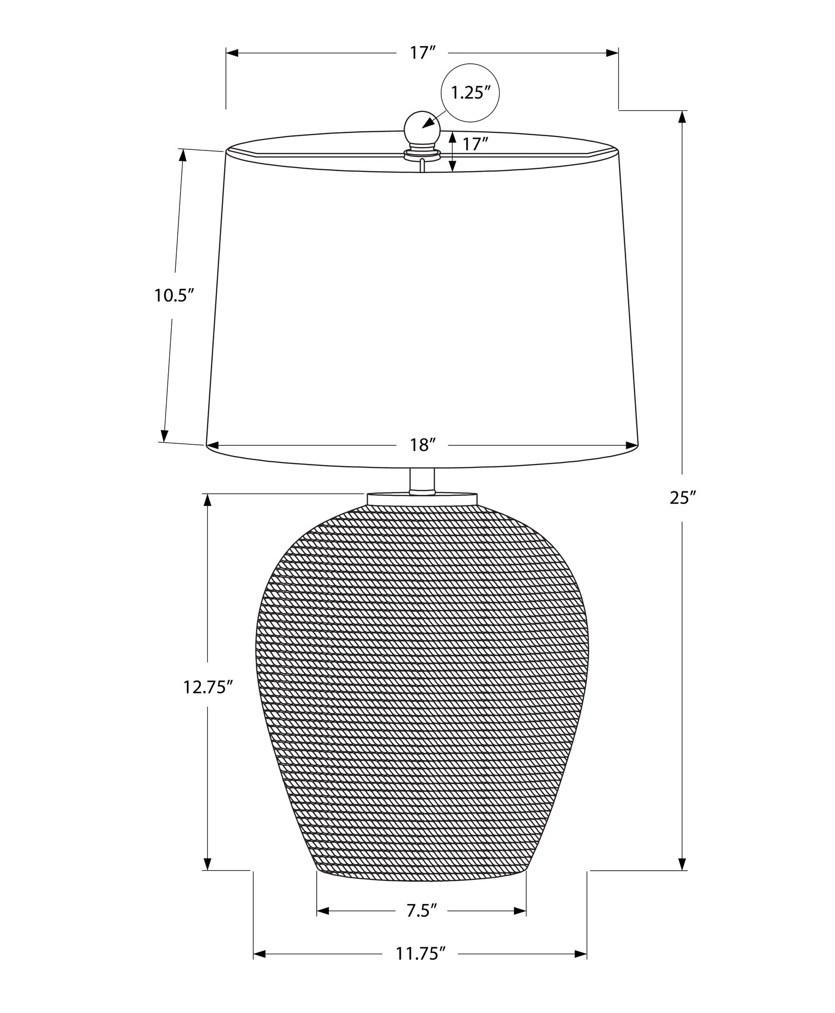 25" Table Lamp with Rattan Base and Linen Drum Shade - Image 7