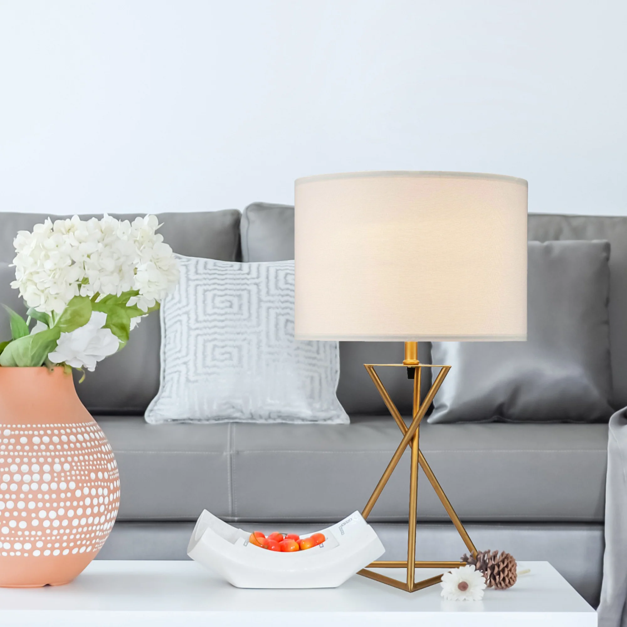 26.25" Tall Ester Mid-Century Metal Table Lamp in Matte Gold - Image 5
