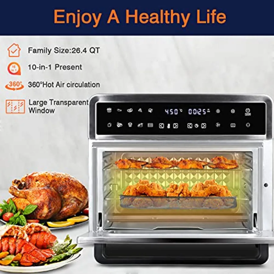 26.4QT Toaster Oven Air Fryer 10-in-1 Digital Convection Countertop Oven - Image 3