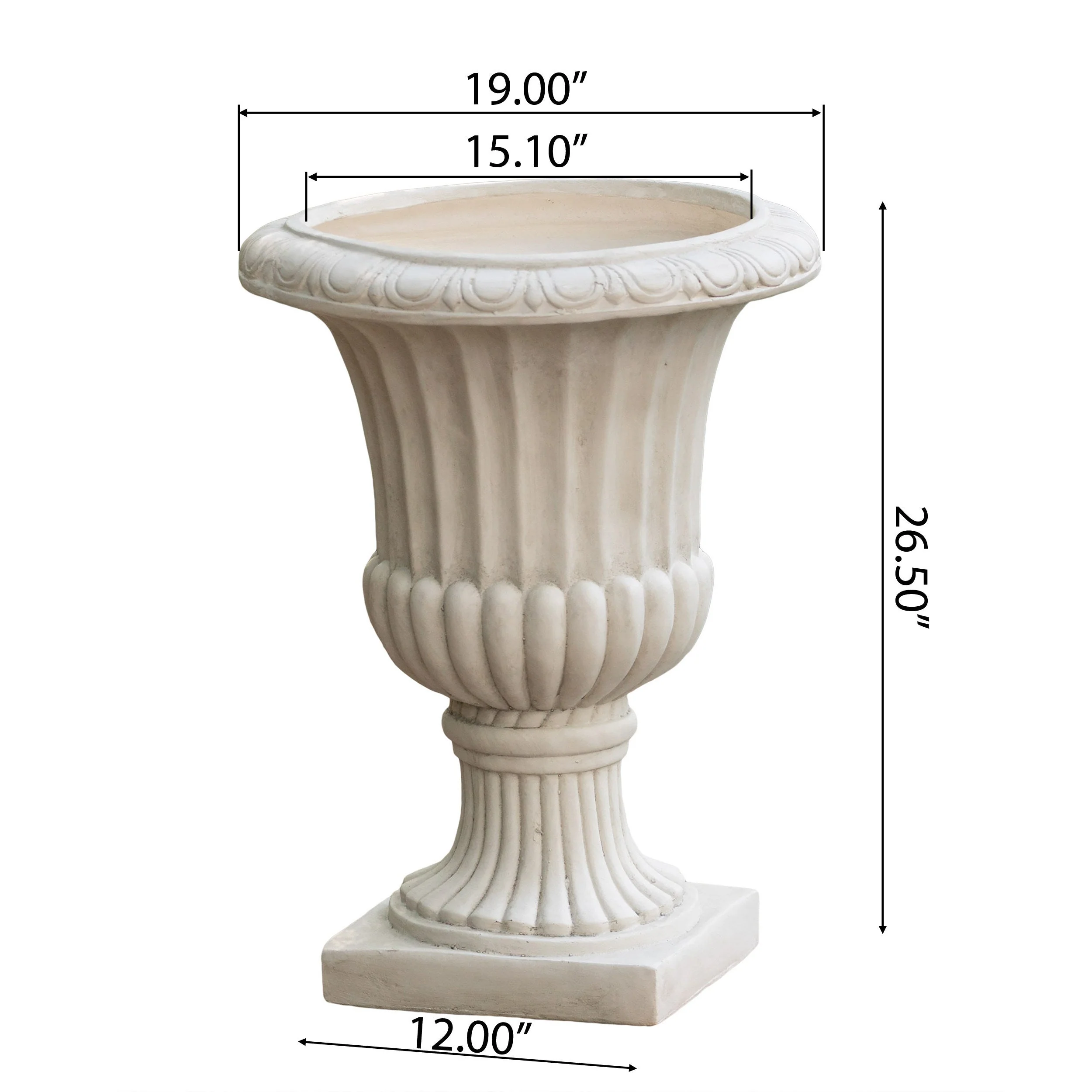 26.5' H Classic Antique White Italian MGO Urn Planter - Image 3
