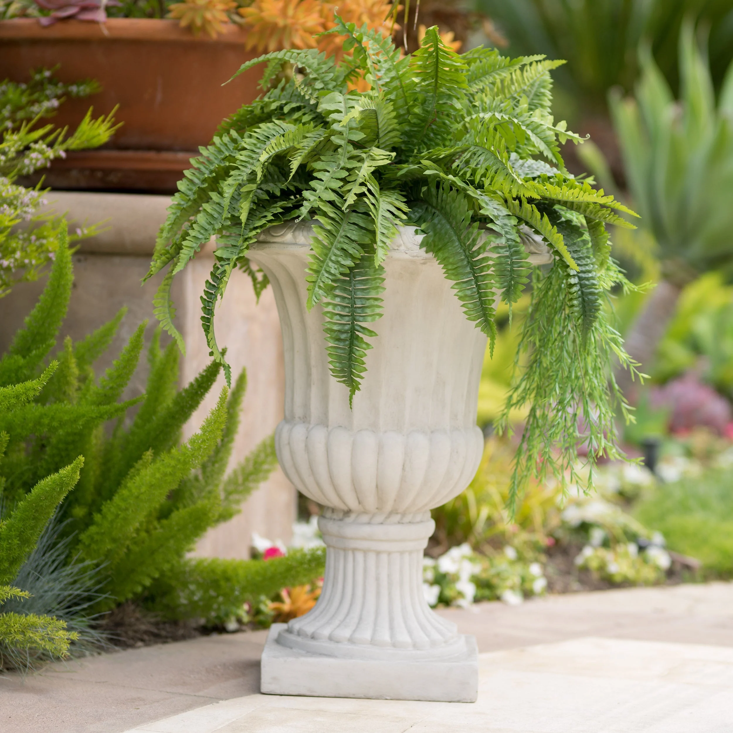 26.5' H Classic Antique White Italian MGO Urn Planter - Image 5