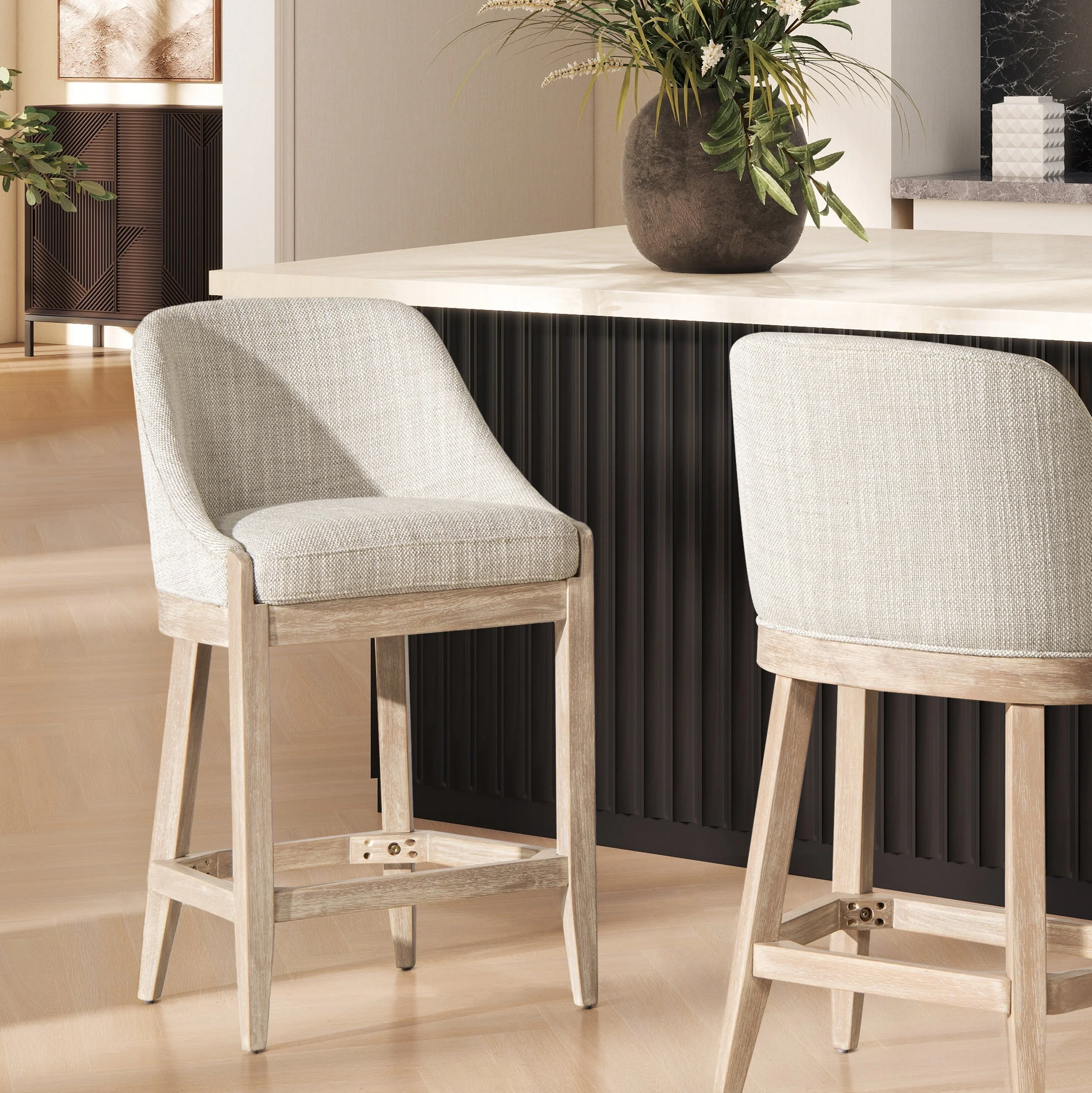 26.5" Upholstered Counter Stool with Curved Back - Image 2