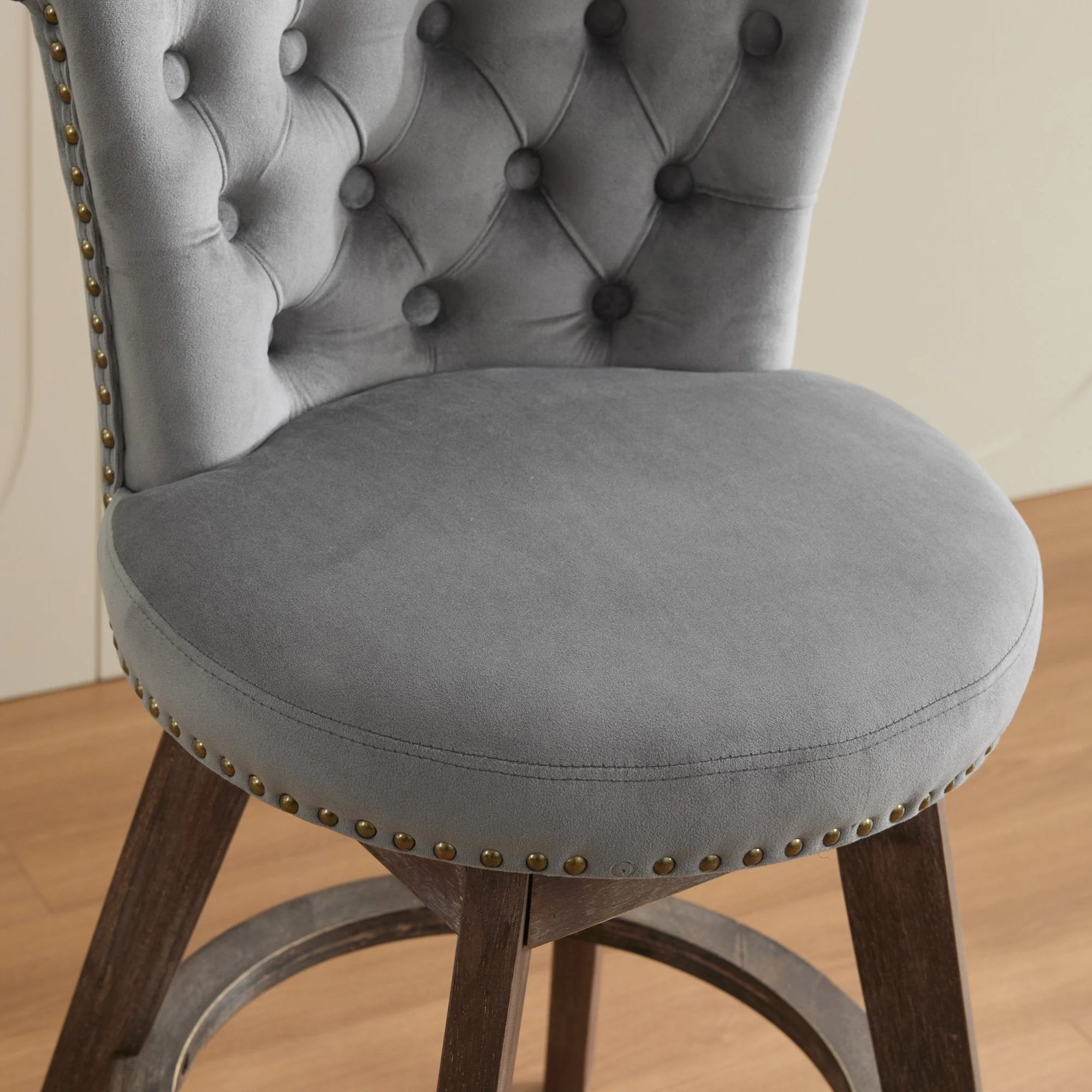 26" Counter Height Bar Stools Set of 2 with 360° Swivel and Velvet Upholstery - Image 11