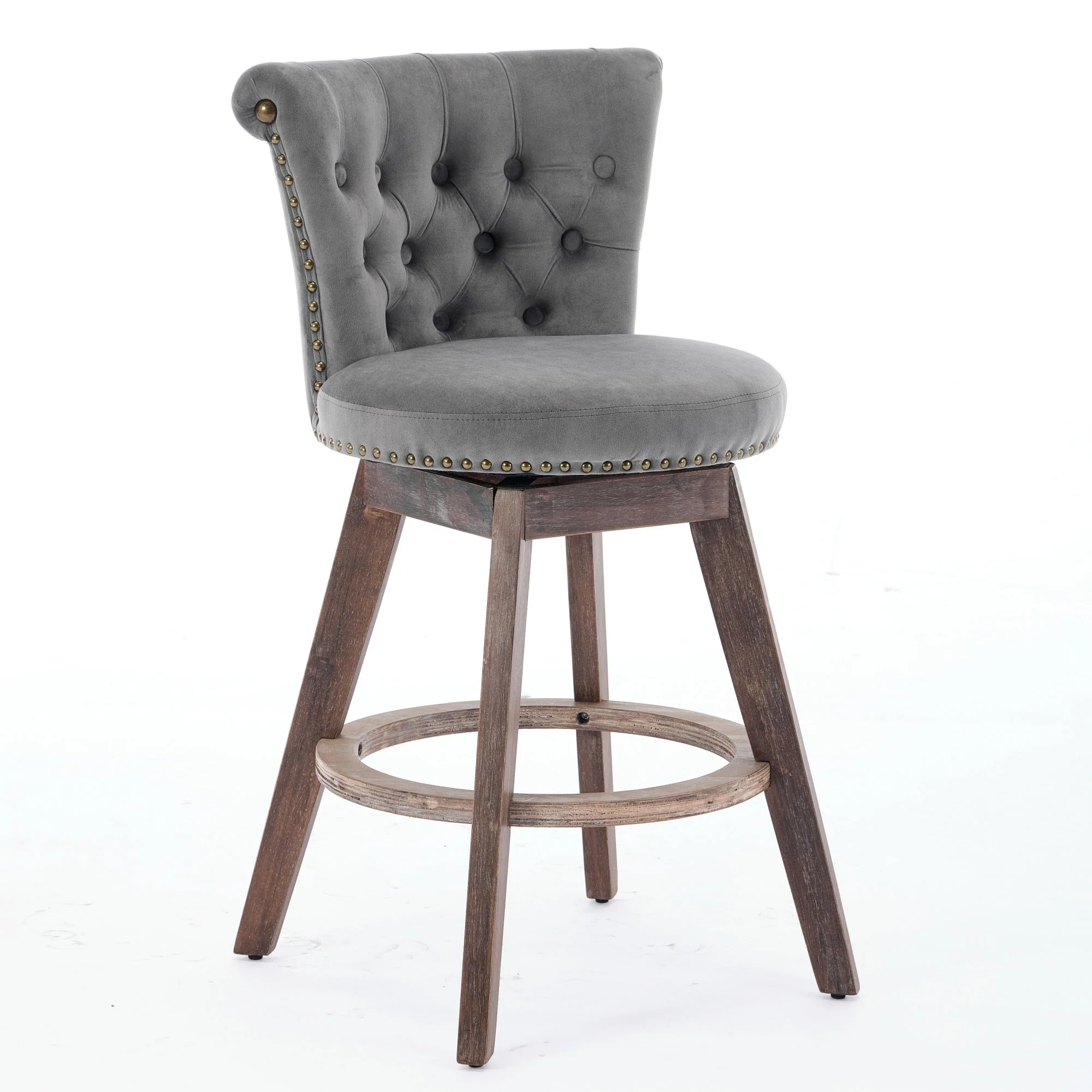 26" Counter Height Bar Stools Set of 2 with 360° Swivel and Velvet Upholstery - Image 3