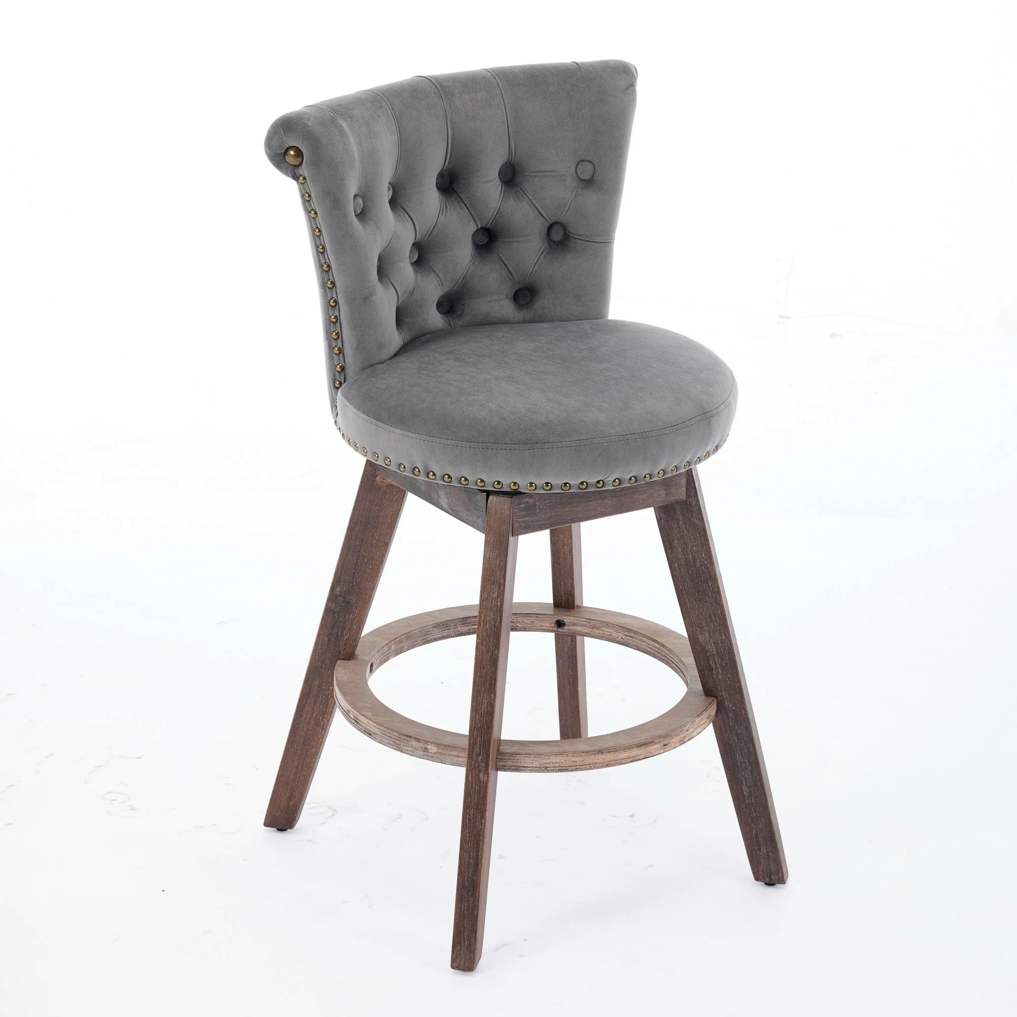 26" Counter Height Bar Stools Set of 2 with 360° Swivel and Velvet Upholstery - Image 4
