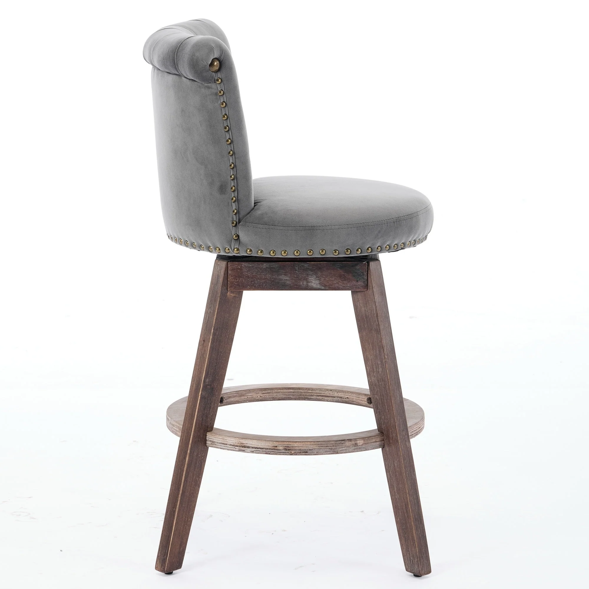 26" Counter Height Bar Stools Set of 2 with 360° Swivel and Velvet Upholstery - Image 5