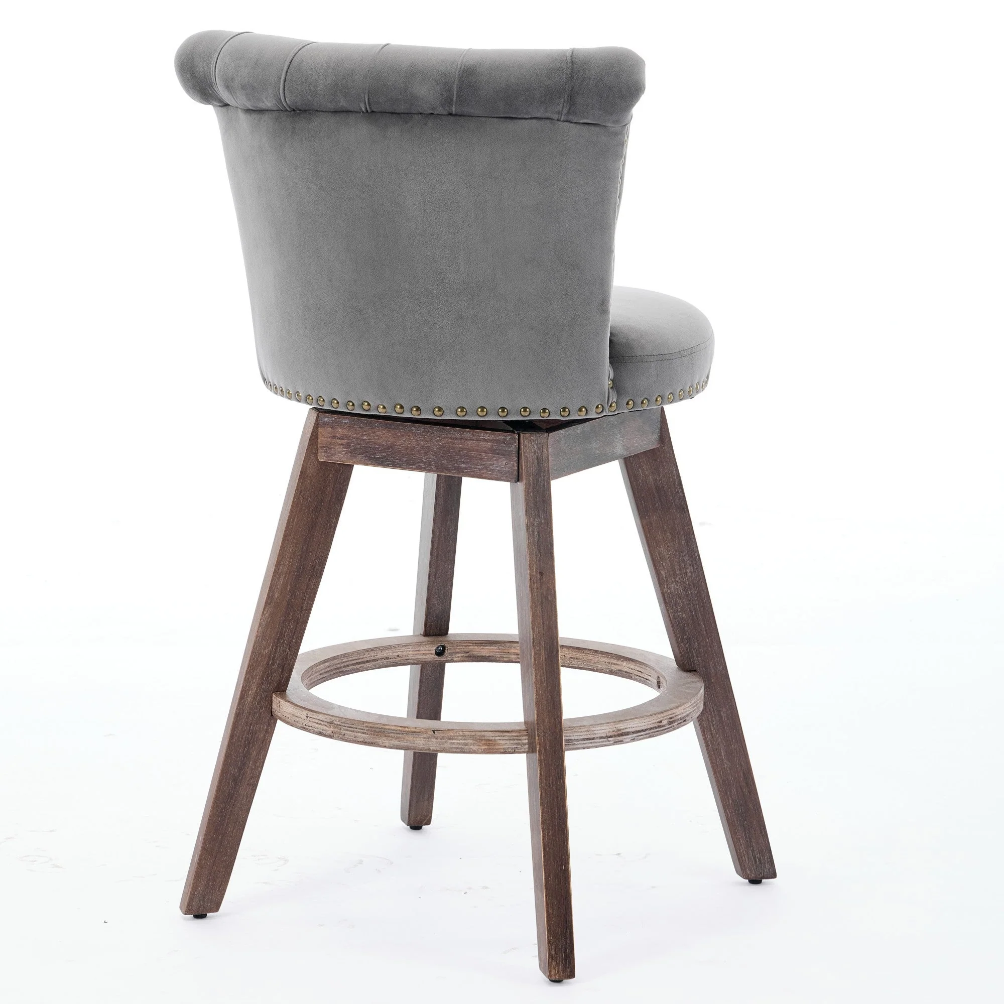 26" Counter Height Bar Stools Set of 2 with 360° Swivel and Velvet Upholstery - Image 6