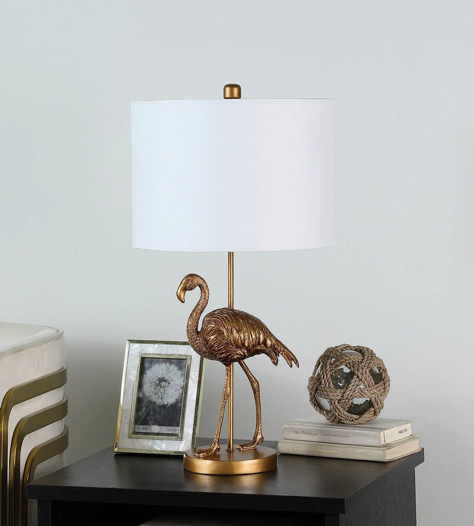 26" Matte Gold Flamingo Resin Table Lamp - Image 3