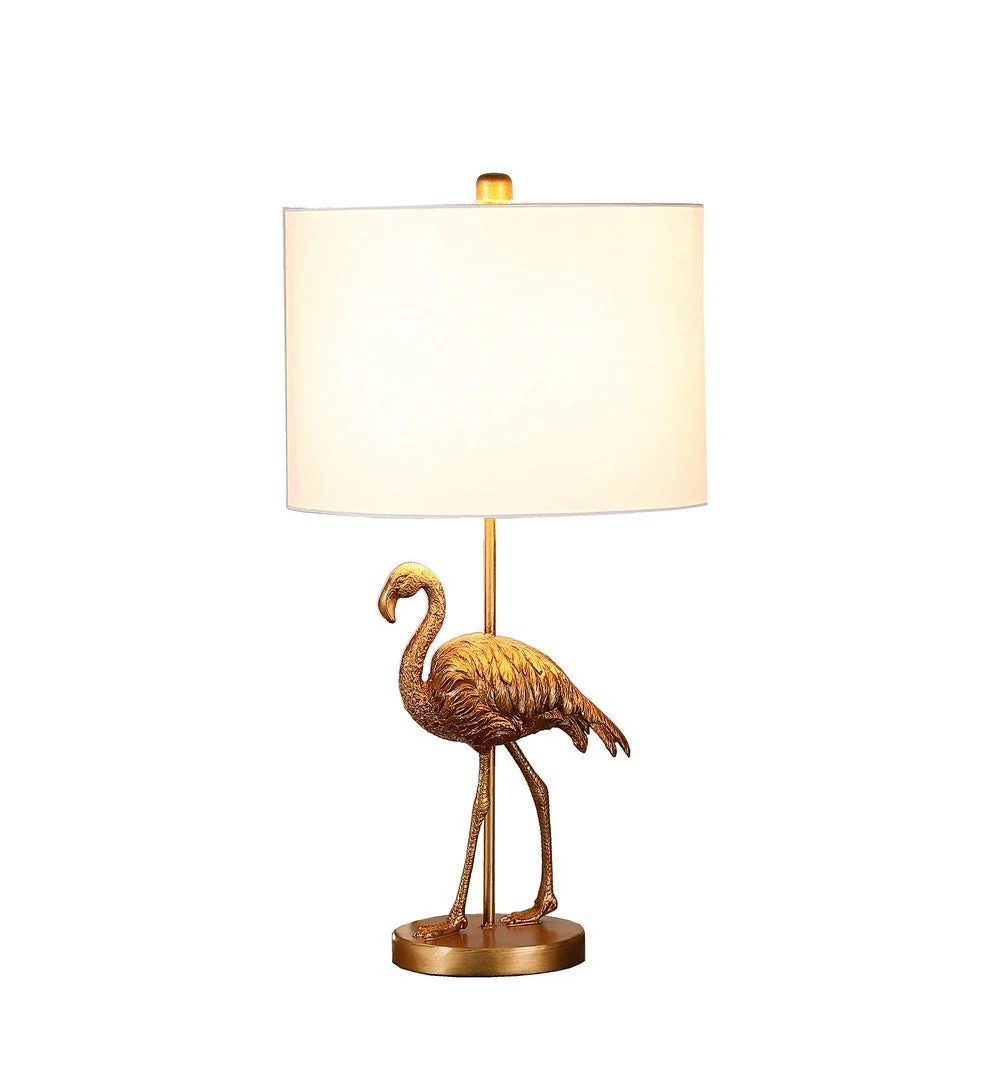 26" Matte Gold Flamingo Resin Table Lamp - Image 4