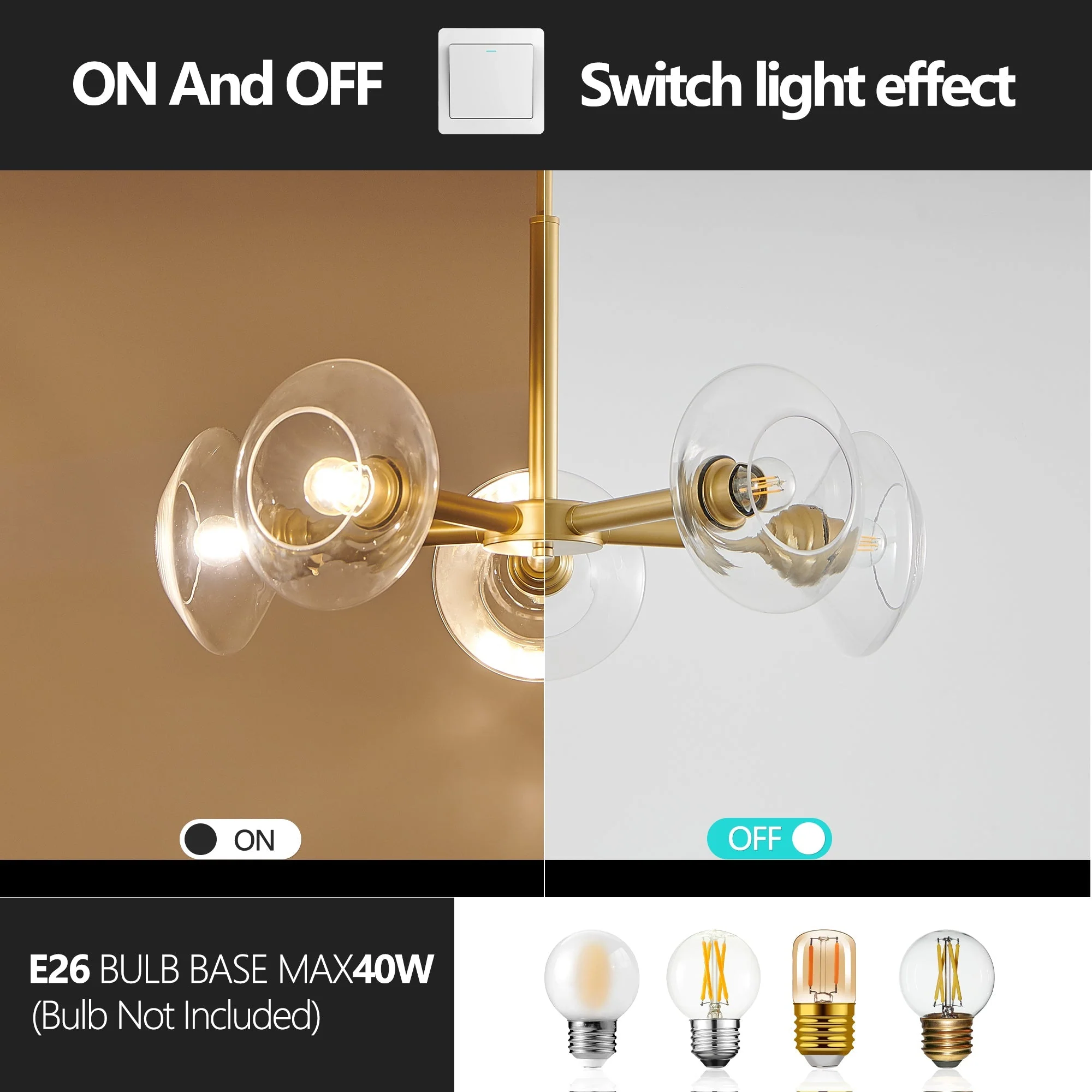 26" Modern Gold 5-Light Sputnik Chandelier with Clear Glass Shades - Image 8