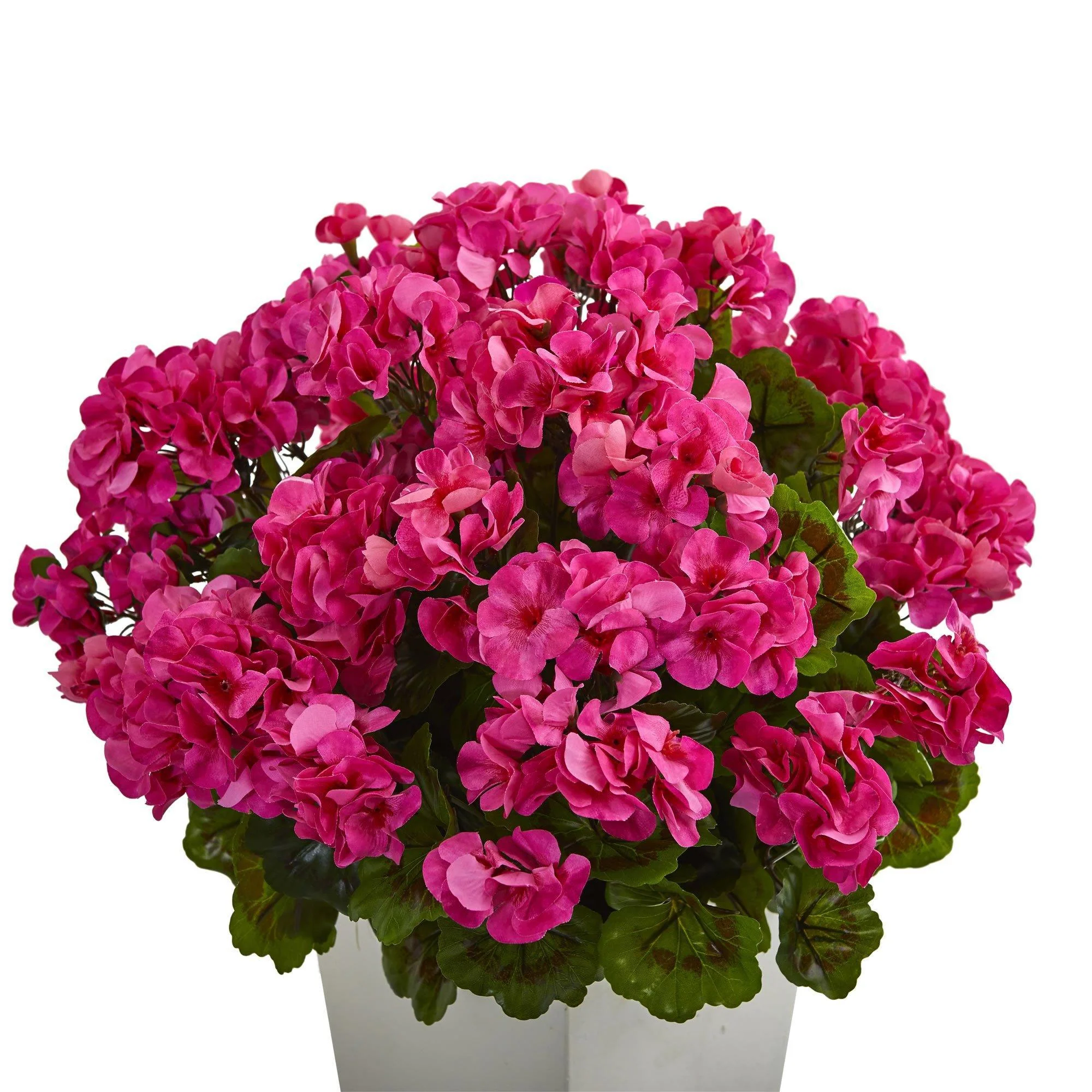 27” Geranium Artificial Plant in White Planter UV Resistant (Indoor/Outdoor) - Image 2