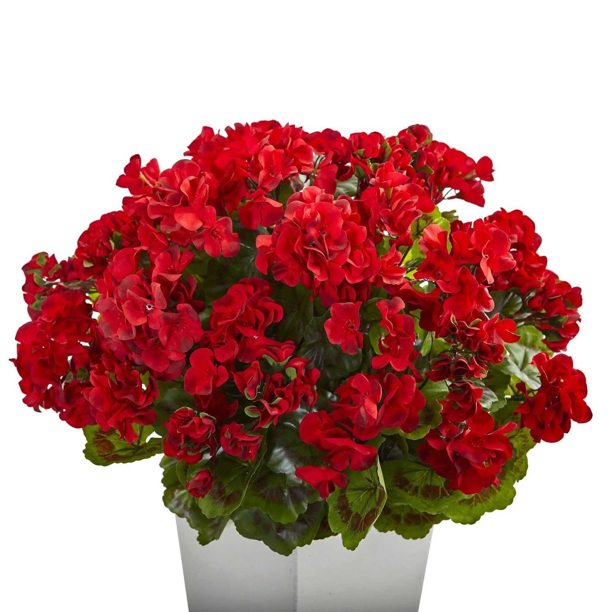 27” Geranium Artificial Plant in White Planter UV Resistant (Indoor/Outdoor) - Image 4