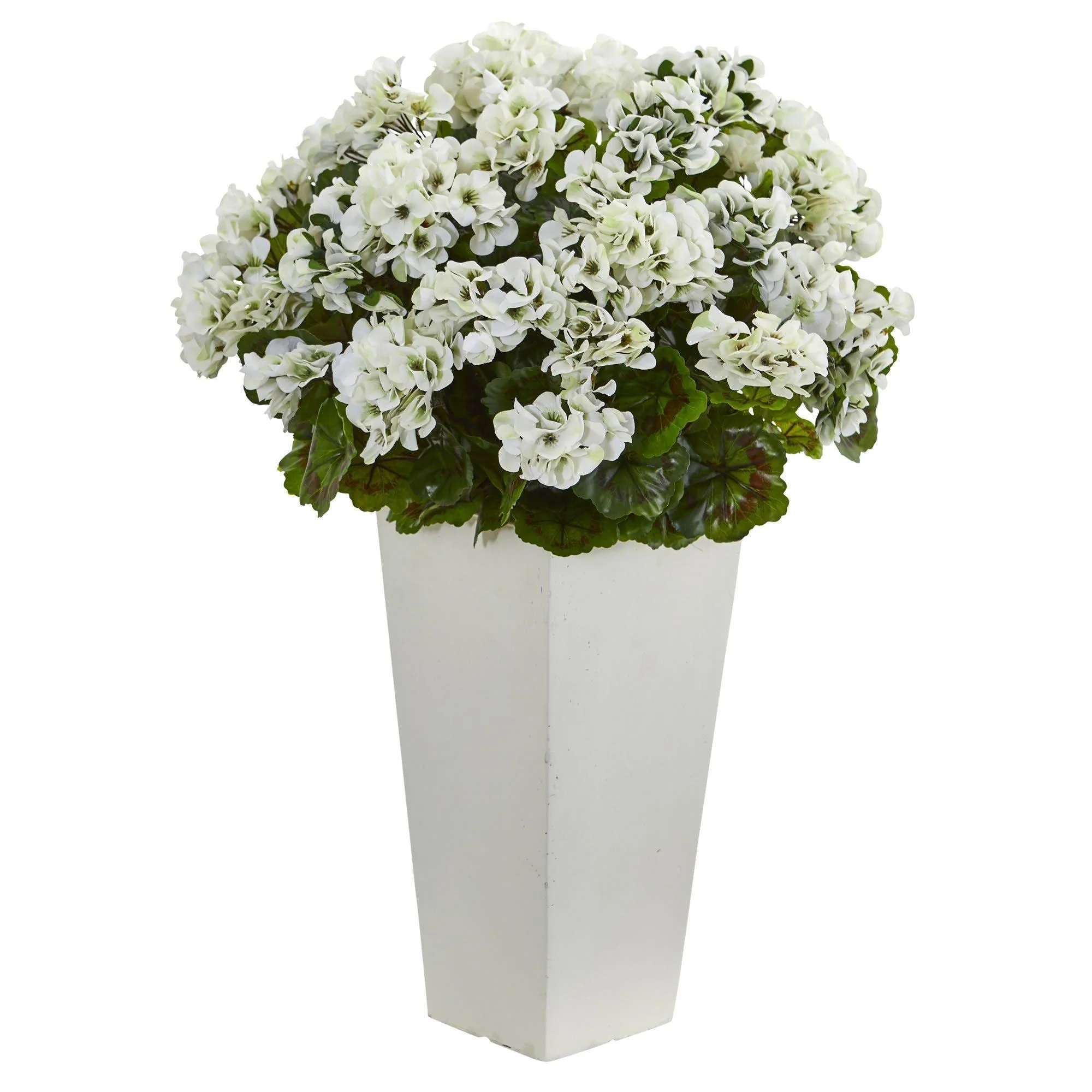 27” Geranium Artificial Plant in White Planter UV Resistant (Indoor/Outdoor) - Image 5