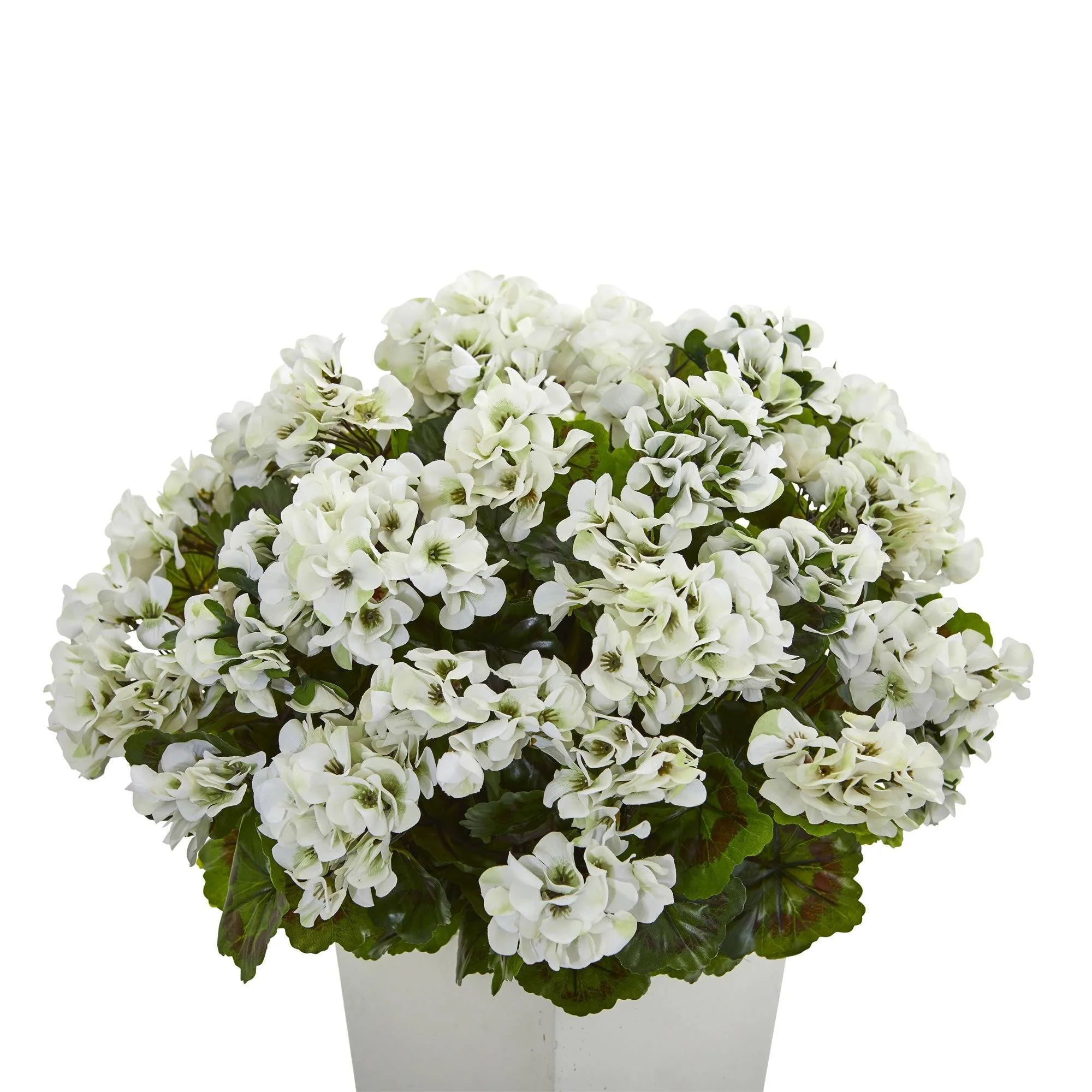 27” Geranium Artificial Plant in White Planter UV Resistant (Indoor/Outdoor) - Image 6