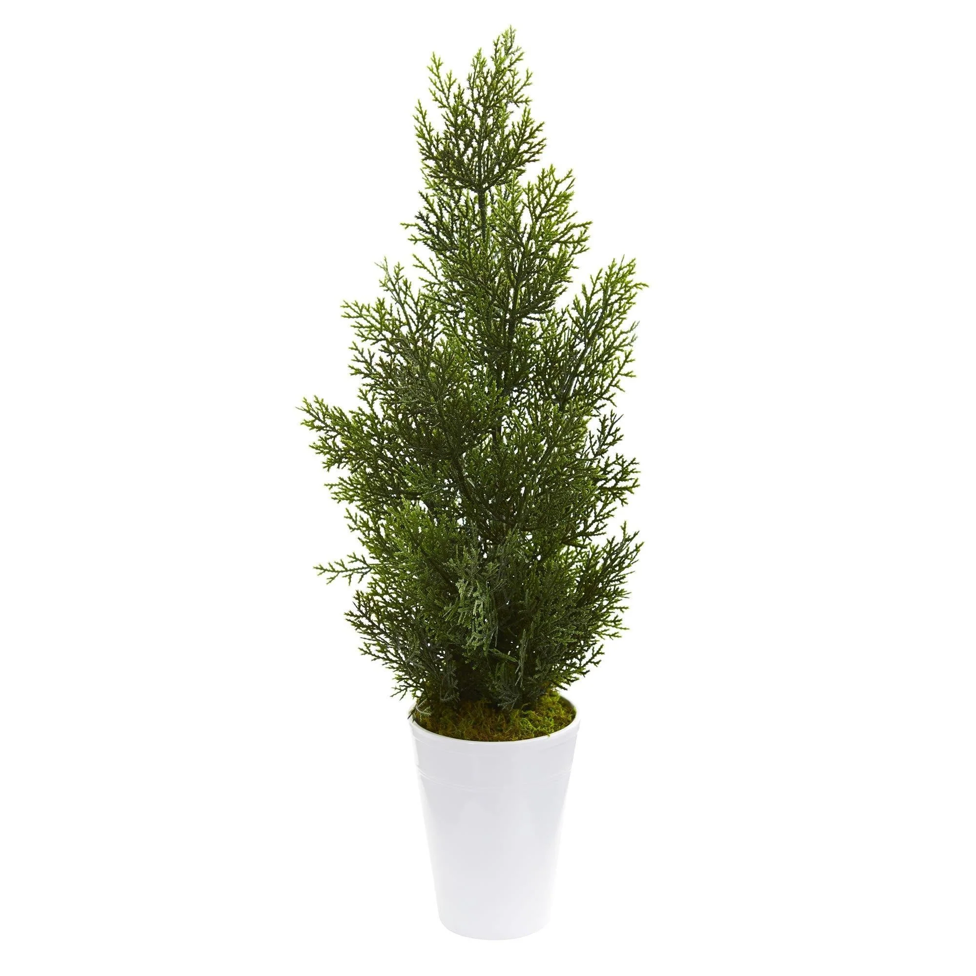 27” Mini Cedar Artificial Pine Tree in Decorative Planter (Indoor/Outdoor) - Image 2