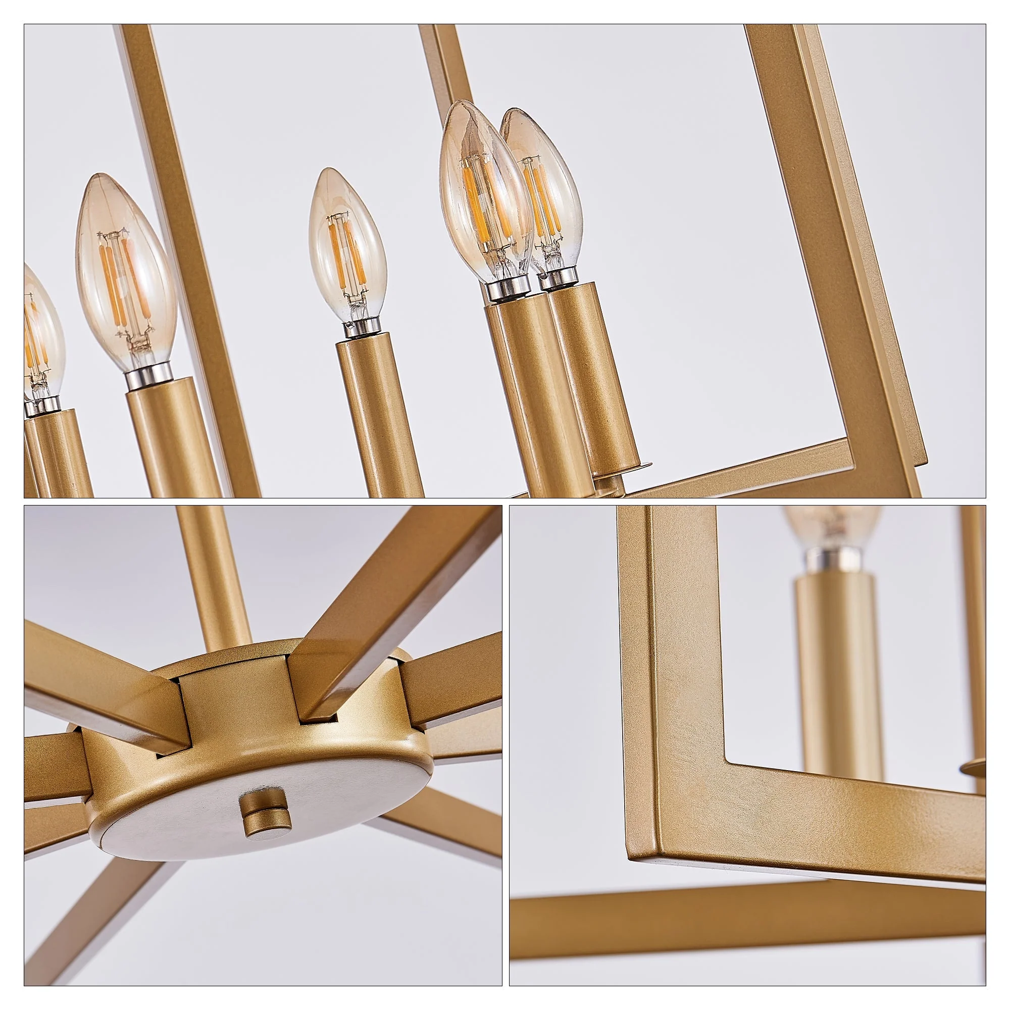 27" Modern Golden Geometric 8-Light Chandelier - Image 10