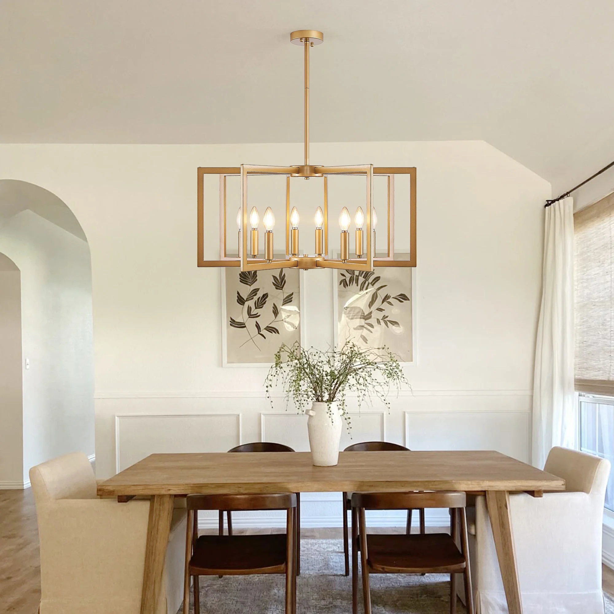 27" Modern Golden Geometric 8-Light Chandelier - Image 5