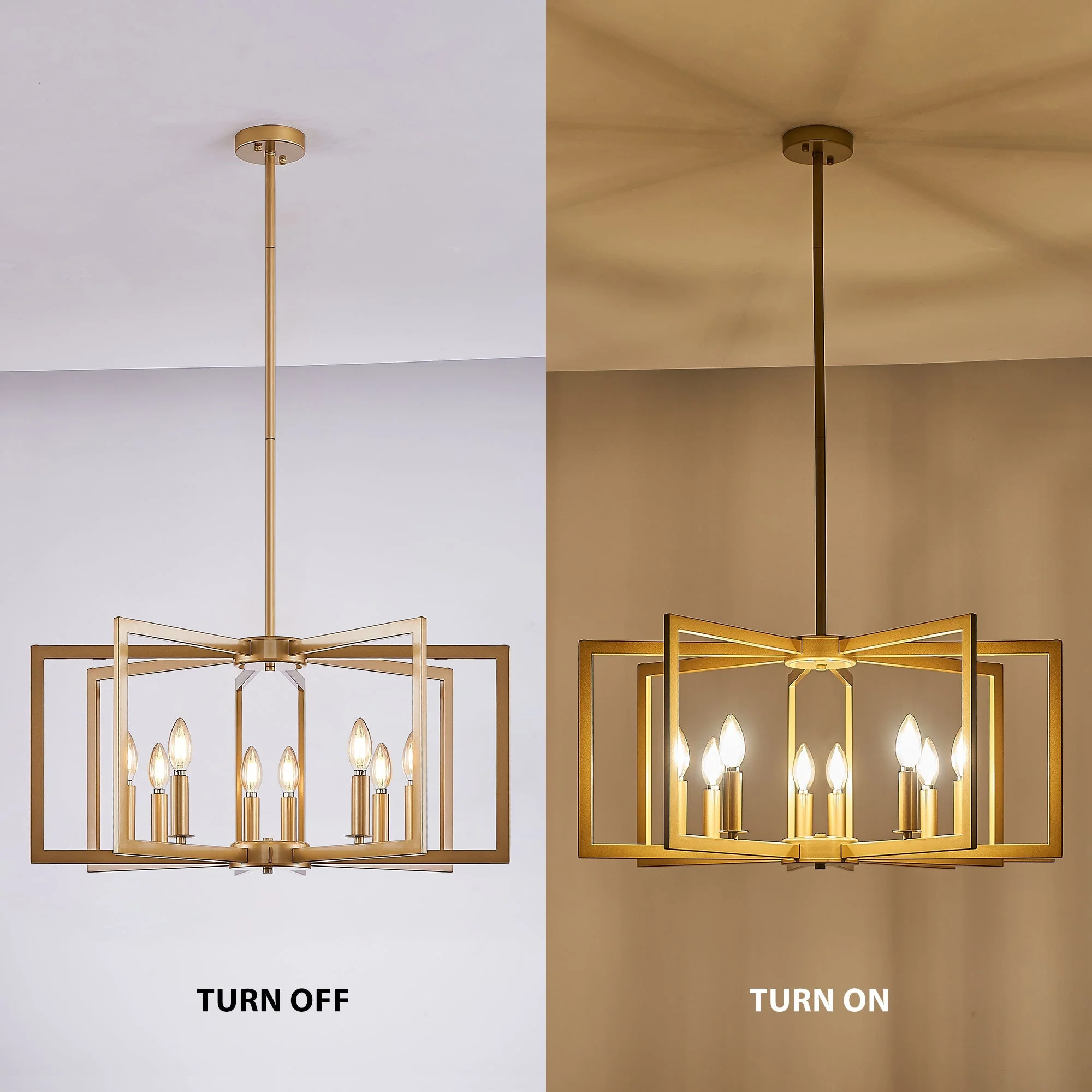 27" Modern Golden Geometric 8-Light Chandelier - Image 6