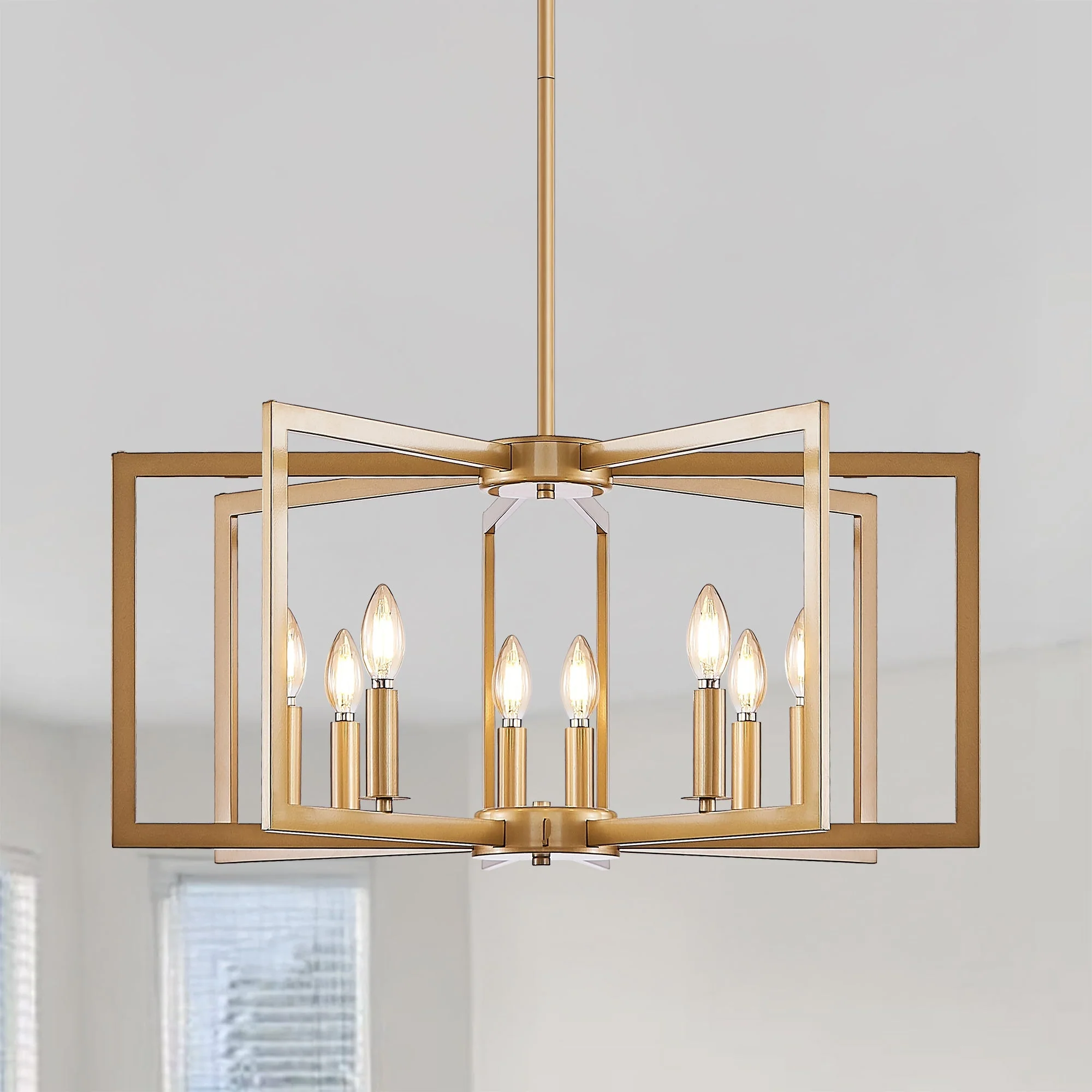 27" Modern Golden Geometric 8-Light Chandelier - Image 7